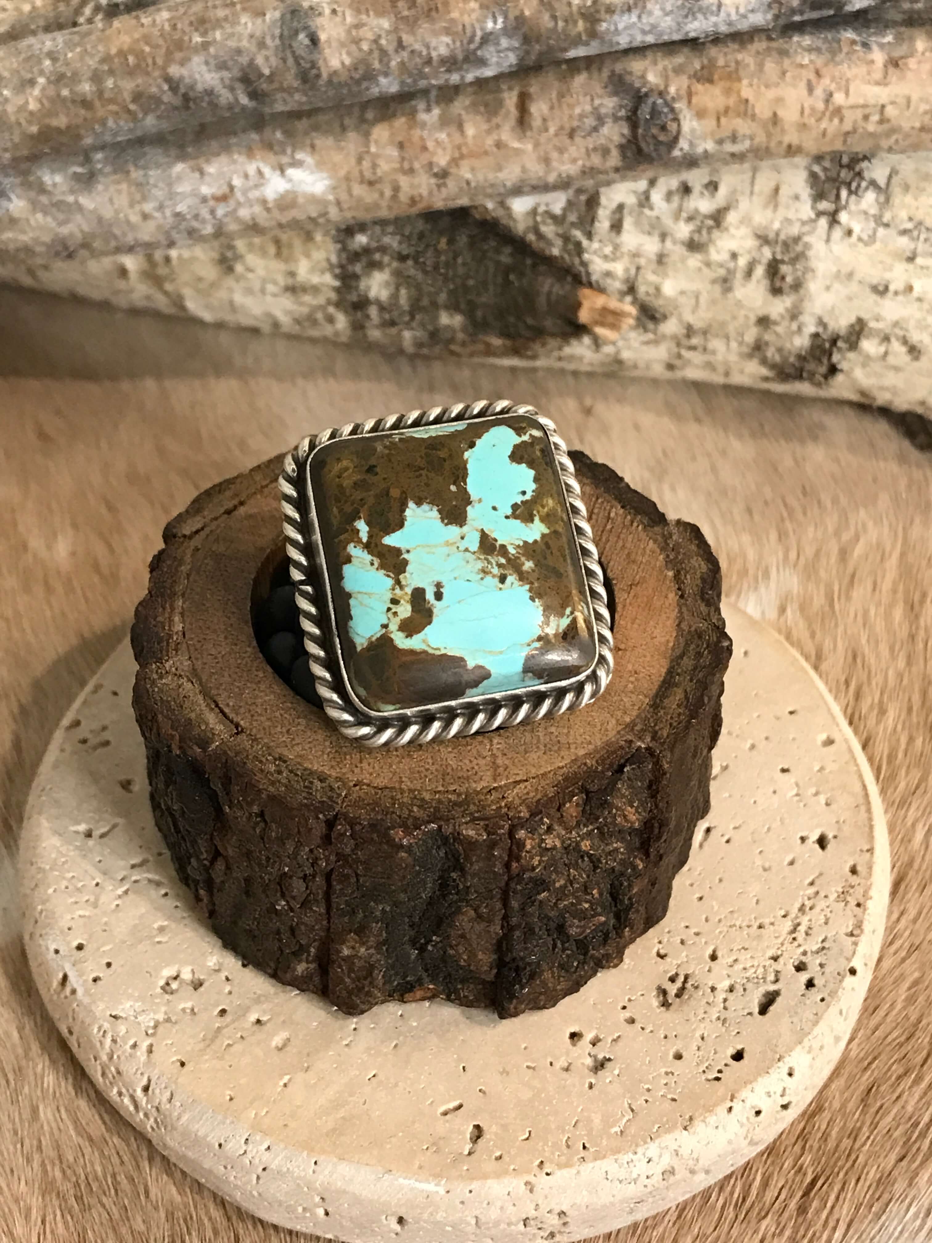 The Boca Ciega Adjustable Turquoise Ring, 5-Rings-Calli Co., Turquoise and Silver Jewelry, Native American Handmade, Zuni Tribe, Navajo Tribe, Brock Texas