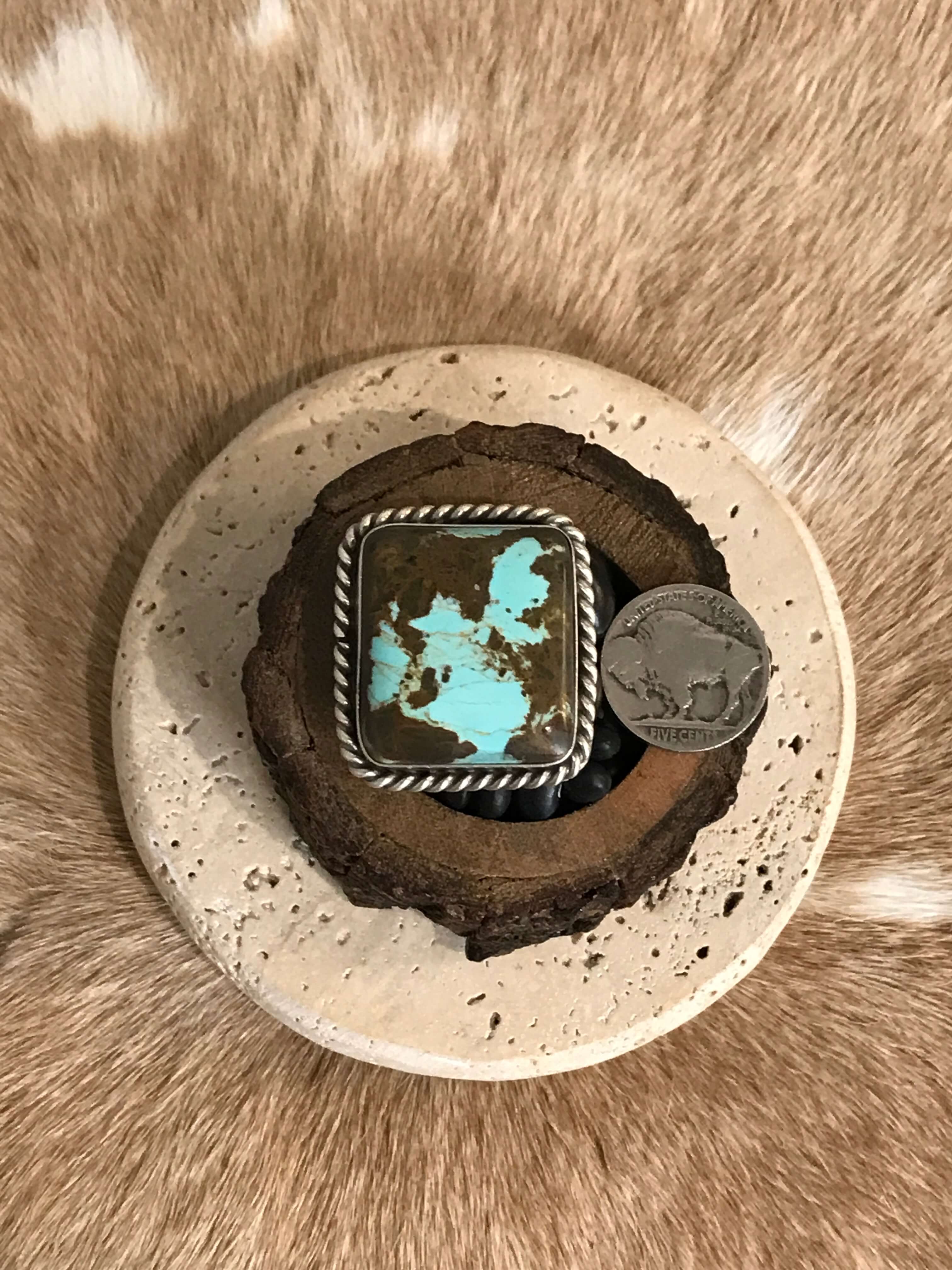 The Boca Ciega Adjustable Turquoise Ring, 5-Rings-Calli Co., Turquoise and Silver Jewelry, Native American Handmade, Zuni Tribe, Navajo Tribe, Brock Texas