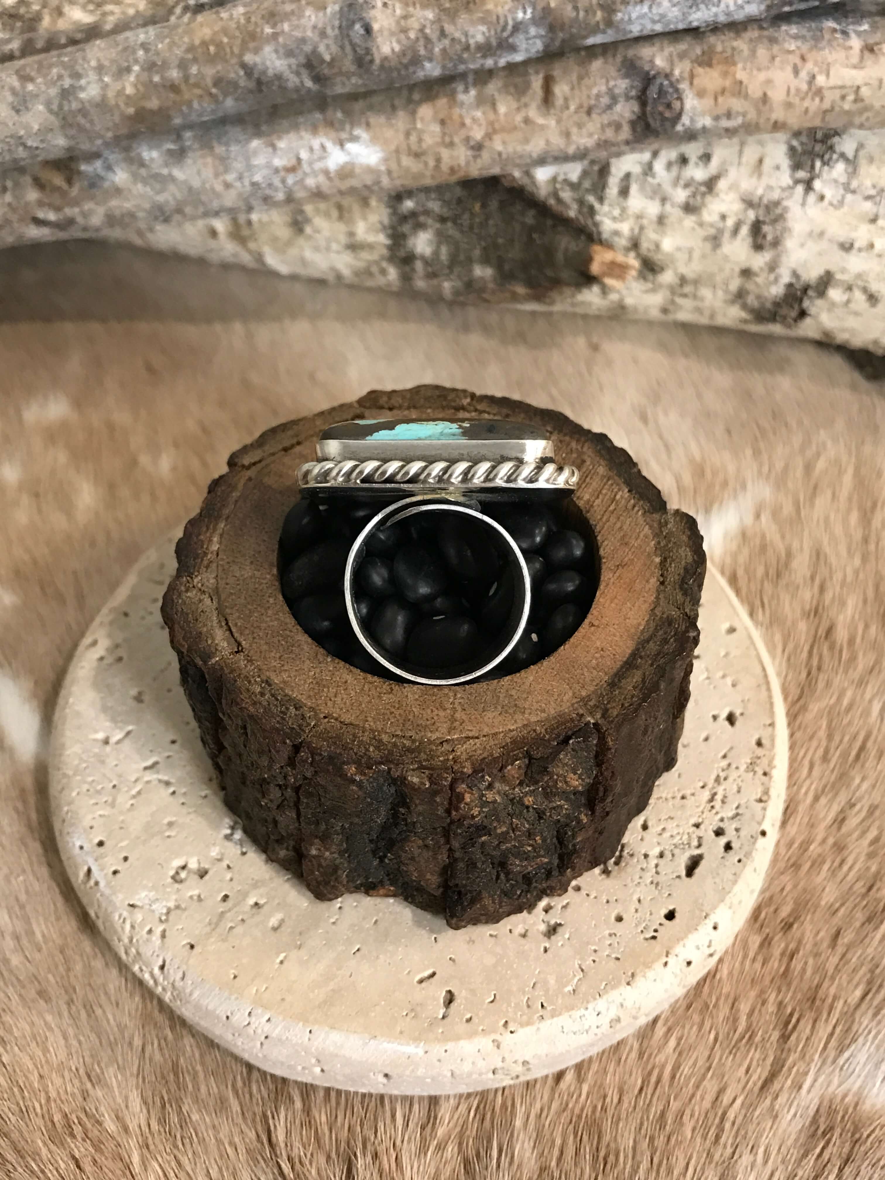 The Boca Ciega Adjustable Turquoise Ring, 5-Rings-Calli Co., Turquoise and Silver Jewelry, Native American Handmade, Zuni Tribe, Navajo Tribe, Brock Texas