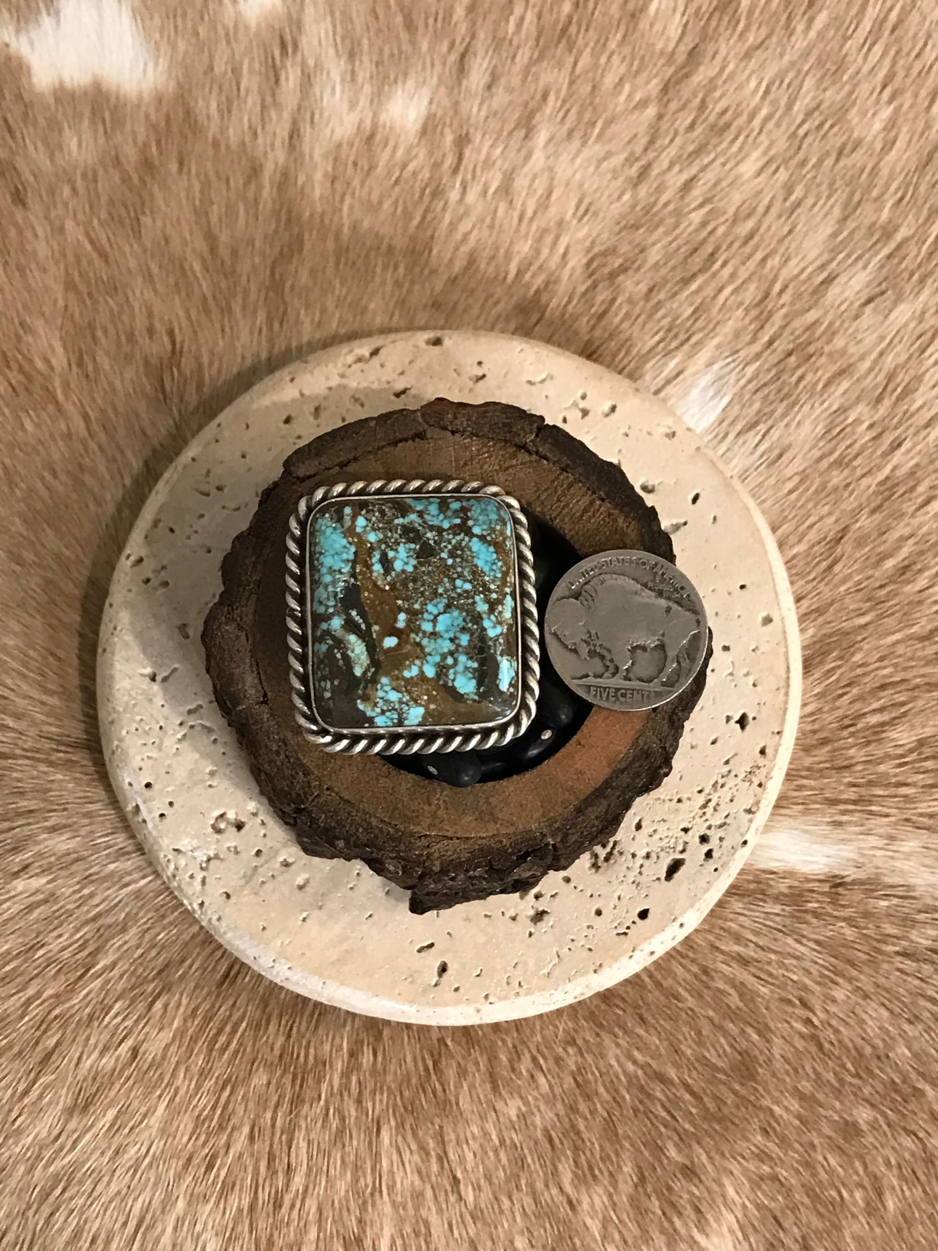 The Boca Ciega Adjustable Turquoise Ring, 6-Rings-Calli Co., Turquoise and Silver Jewelry, Native American Handmade, Zuni Tribe, Navajo Tribe, Brock Texas