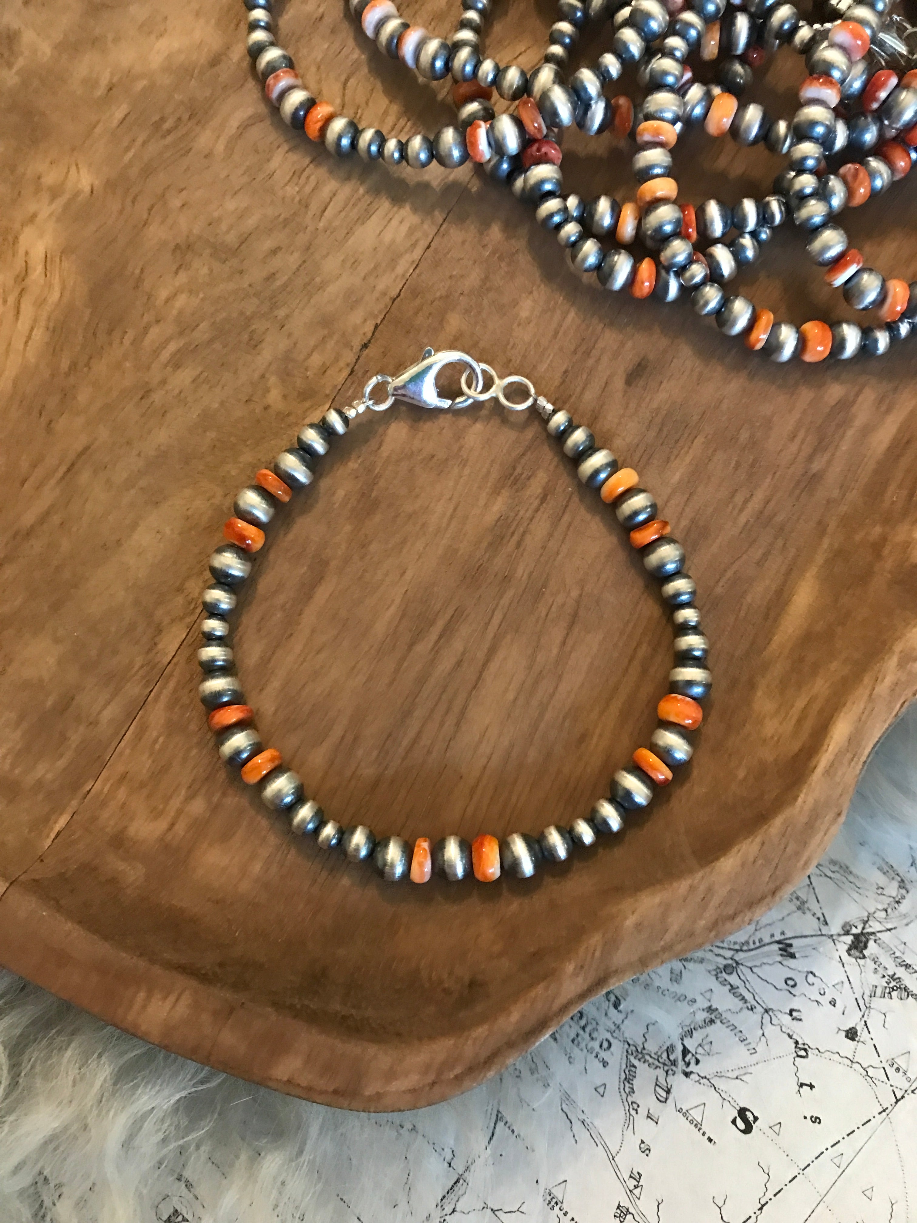 The Stillwater Bracelet in Orange Spiny-Bracelets & Cuffs-Calli Co., Turquoise and Silver Jewelry, Native American Handmade, Zuni Tribe, Navajo Tribe, Brock Texas