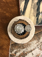 The Whitley Dime Ring, Sz 5.5-Rings-Calli Co., Turquoise and Silver Jewelry, Native American Handmade, Zuni Tribe, Navajo Tribe, Brock Texas