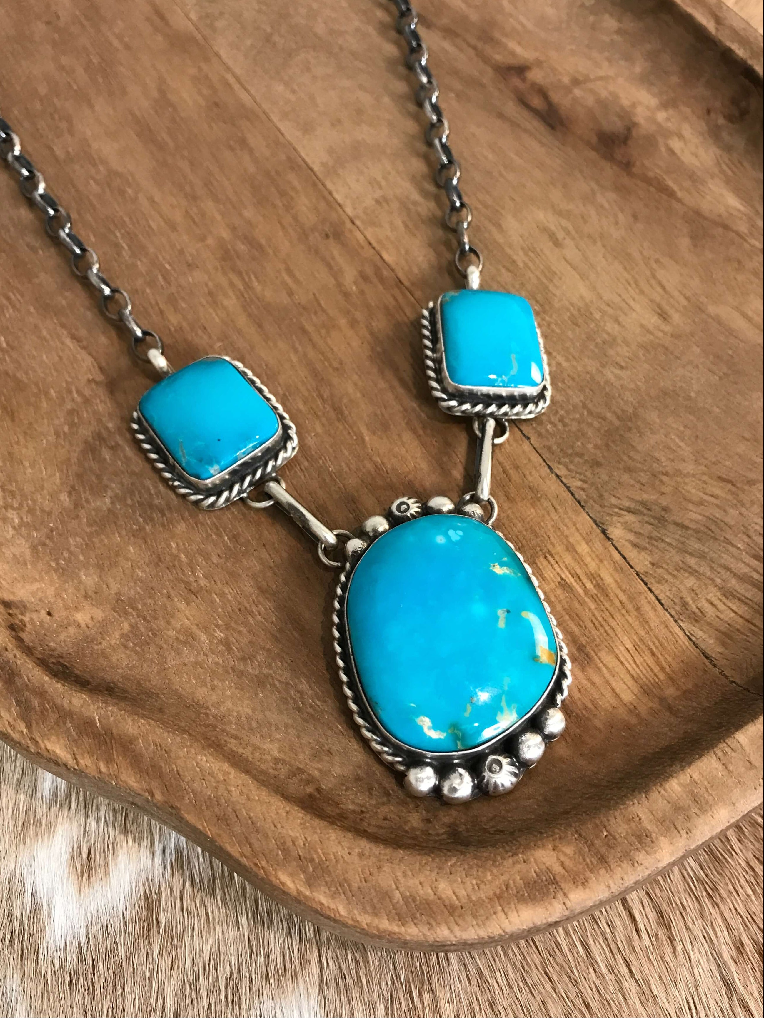 The Bristow Statement Necklace, 2-Necklaces-Calli Co., Turquoise and Silver Jewelry, Native American Handmade, Zuni Tribe, Navajo Tribe, Brock Texas
