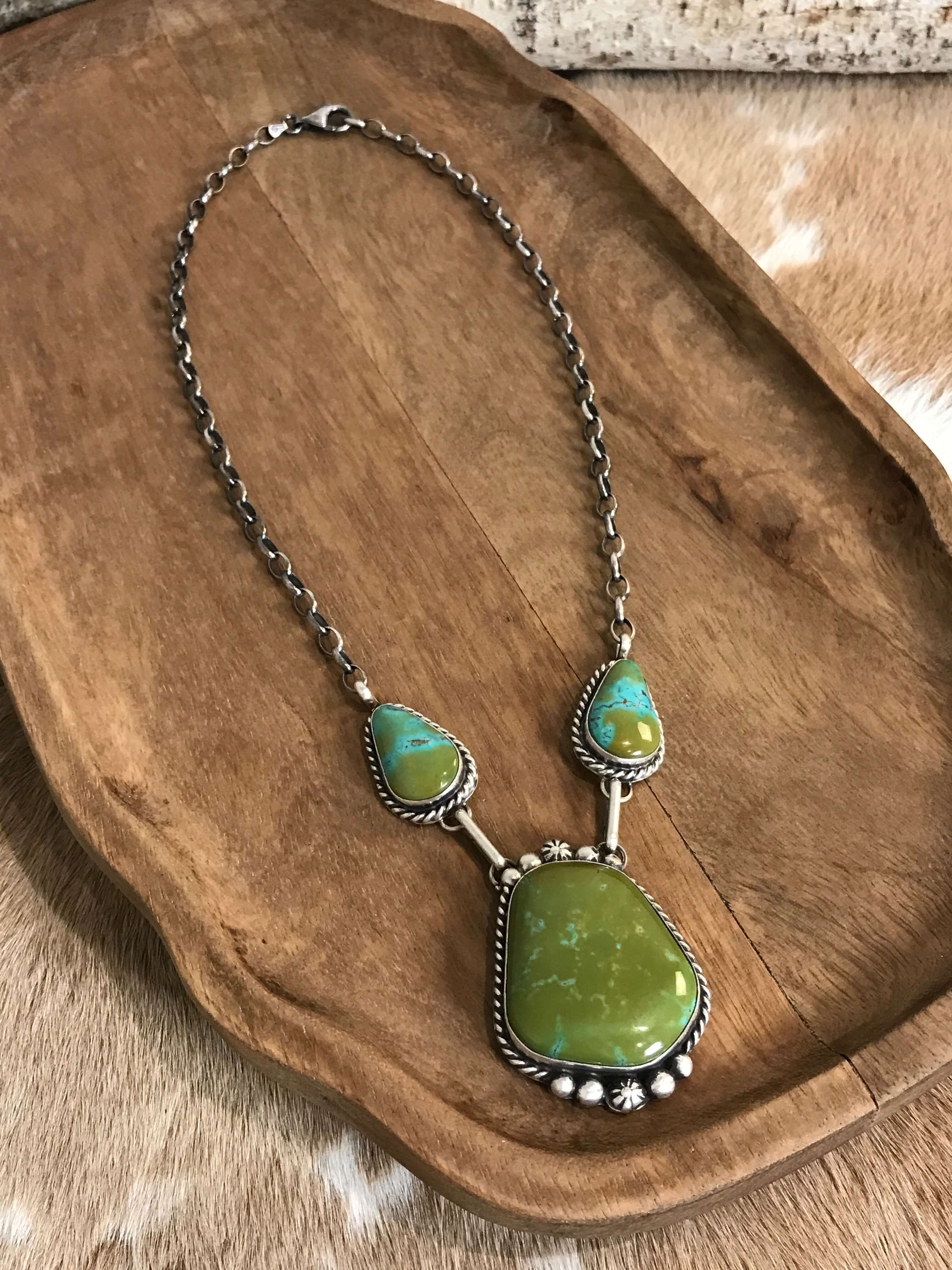 The Bristow Statement Necklace, 4-Necklaces-Calli Co., Turquoise and Silver Jewelry, Native American Handmade, Zuni Tribe, Navajo Tribe, Brock Texas