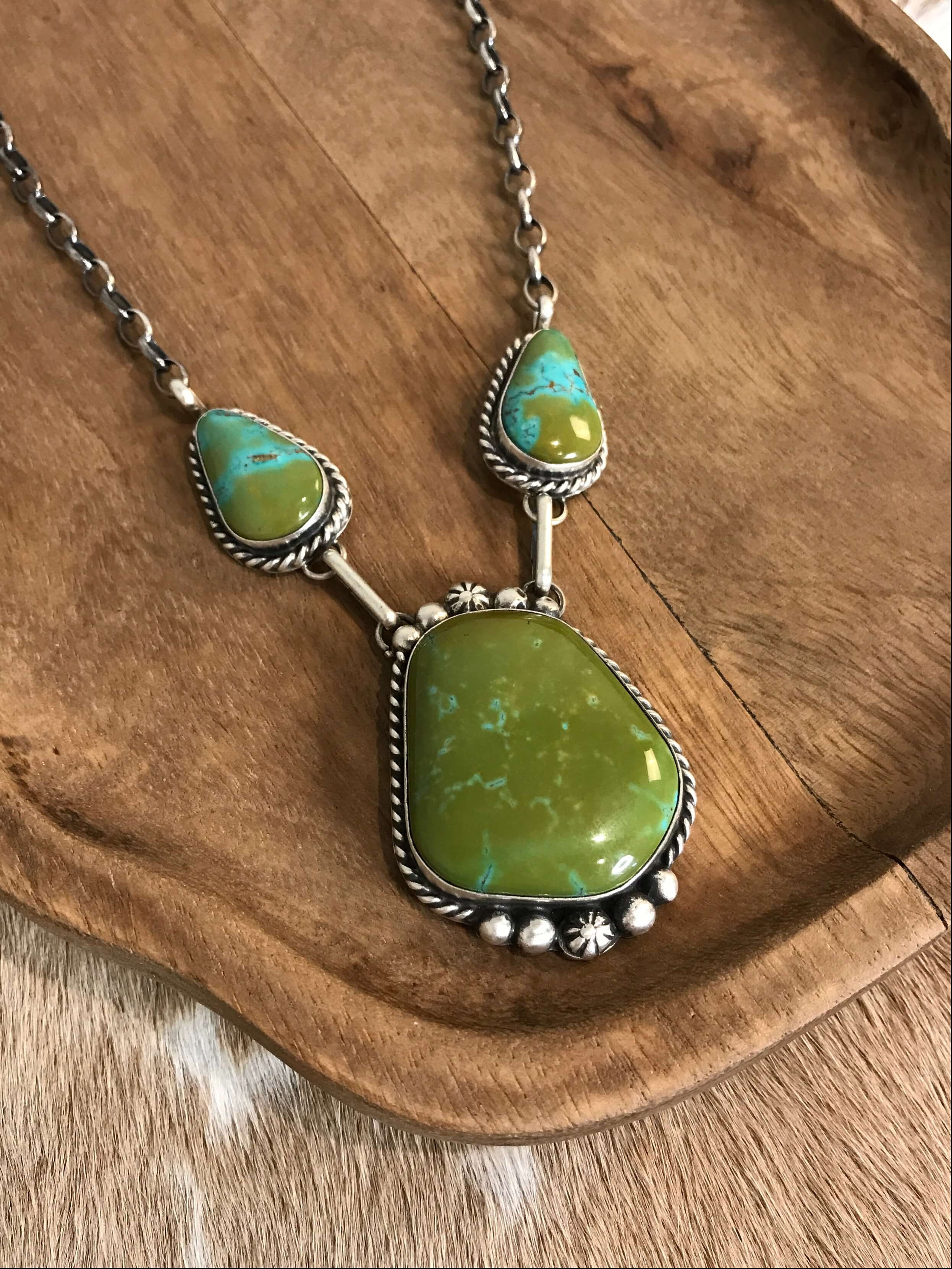 The Bristow Statement Necklace, 4-Necklaces-Calli Co., Turquoise and Silver Jewelry, Native American Handmade, Zuni Tribe, Navajo Tribe, Brock Texas