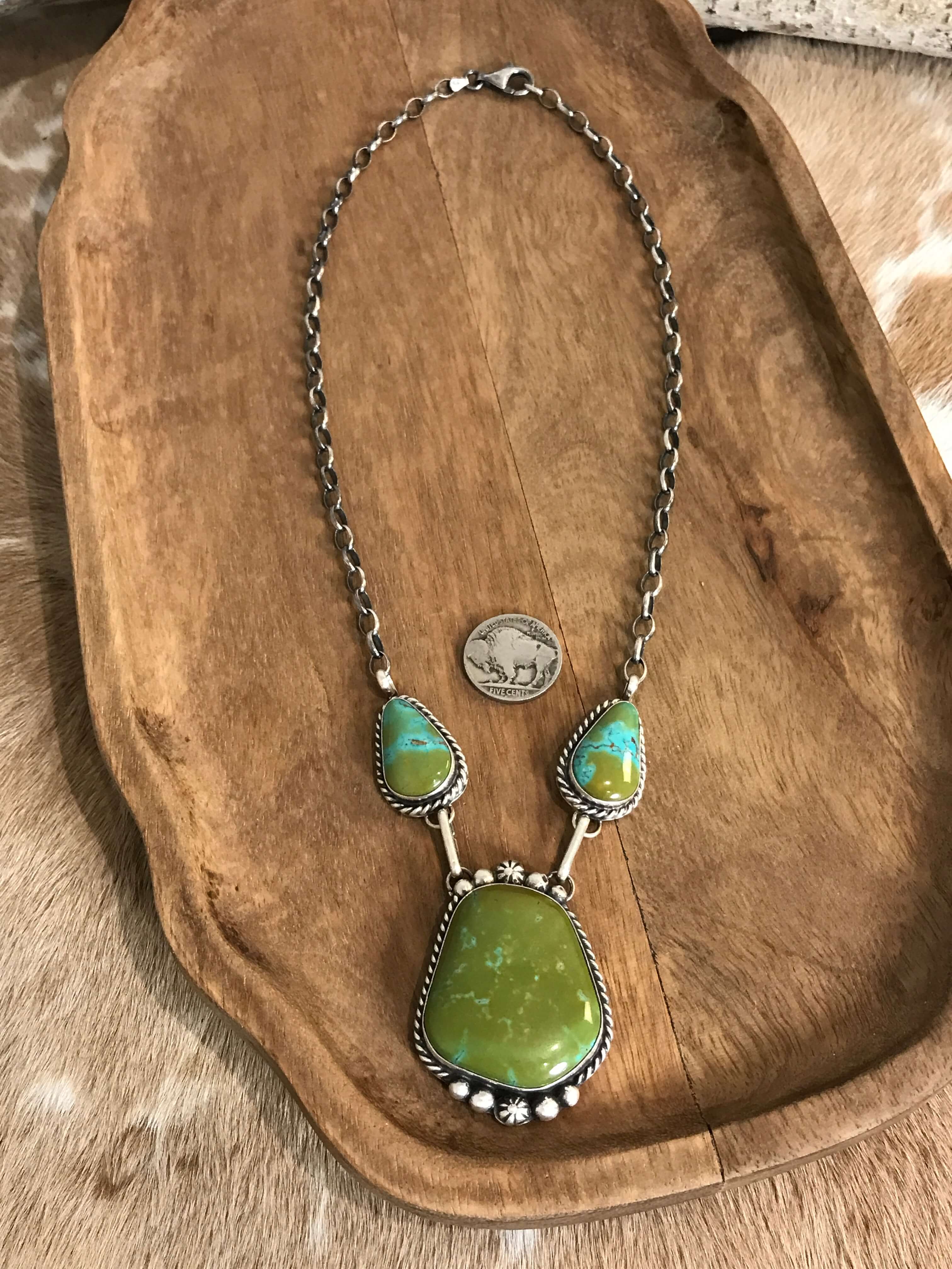 The Bristow Statement Necklace, 4-Necklaces-Calli Co., Turquoise and Silver Jewelry, Native American Handmade, Zuni Tribe, Navajo Tribe, Brock Texas