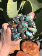 The Yakima Cluster Ring, Sz 8.5-Rings-Calli Co., Turquoise and Silver Jewelry, Native American Handmade, Zuni Tribe, Navajo Tribe, Brock Texas