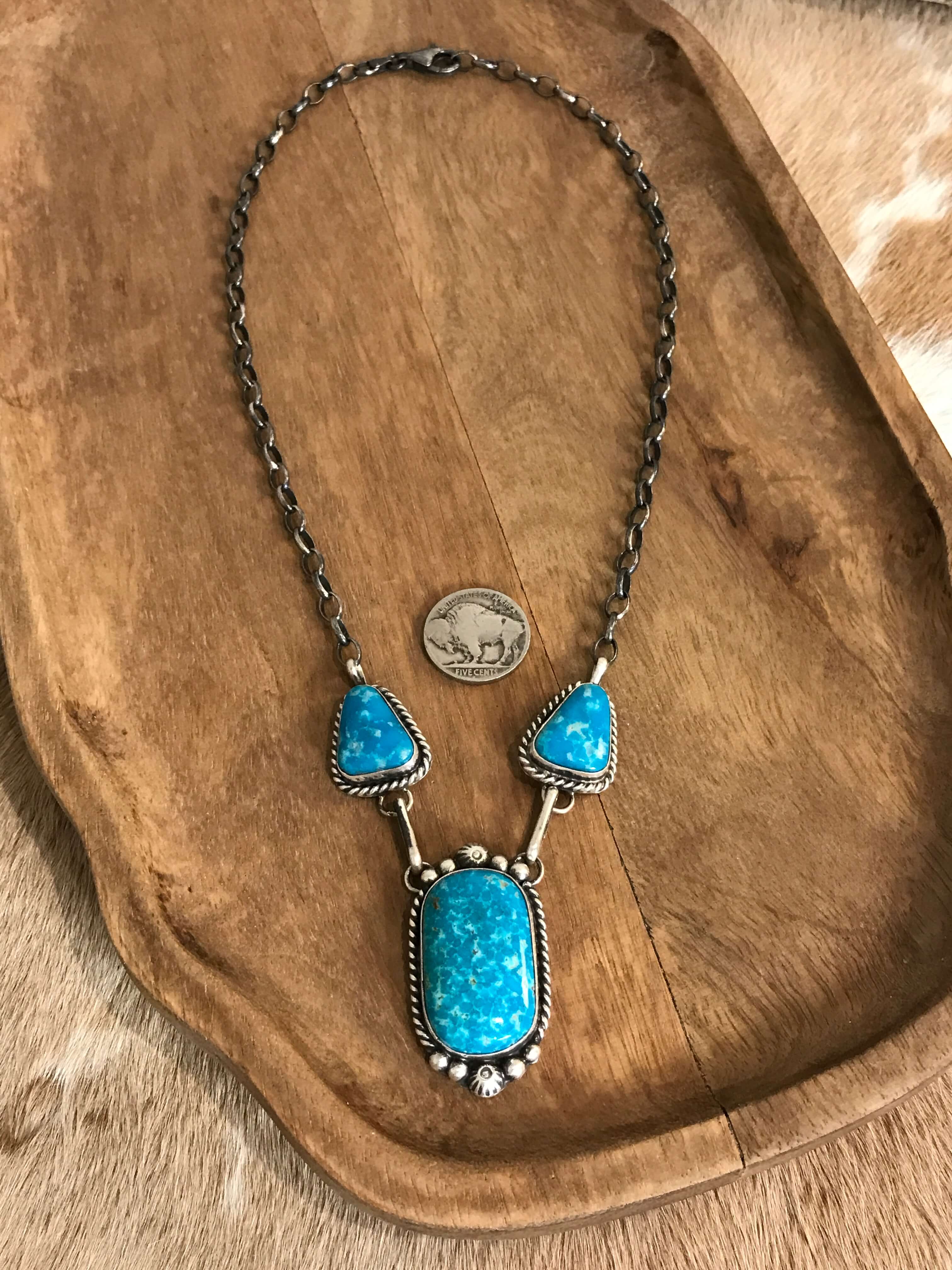The Bristow Statement Necklace, 5-Necklaces-Calli Co., Turquoise and Silver Jewelry, Native American Handmade, Zuni Tribe, Navajo Tribe, Brock Texas