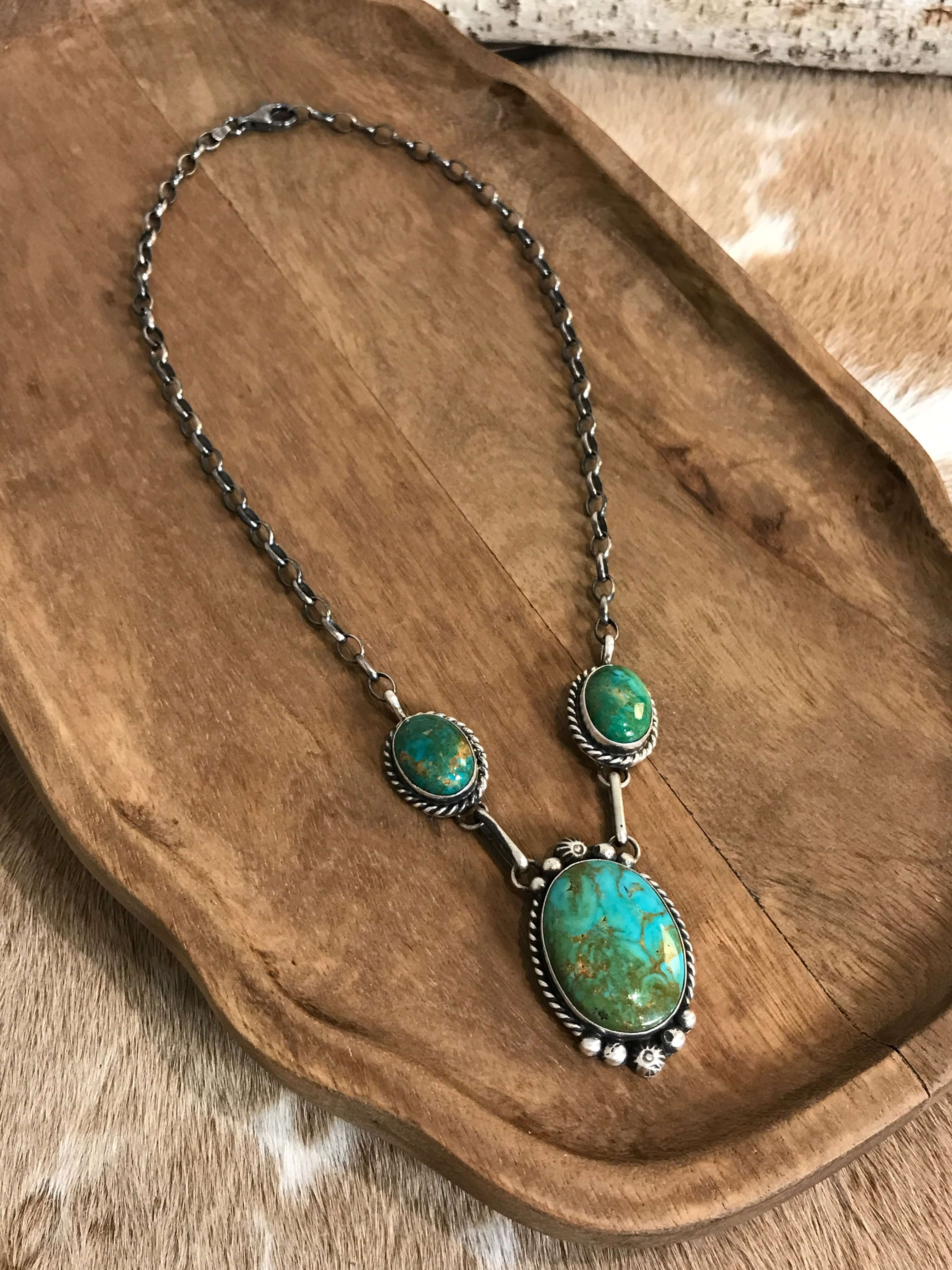 The Bristow Statement Necklace, 6-Necklaces-Calli Co., Turquoise and Silver Jewelry, Native American Handmade, Zuni Tribe, Navajo Tribe, Brock Texas