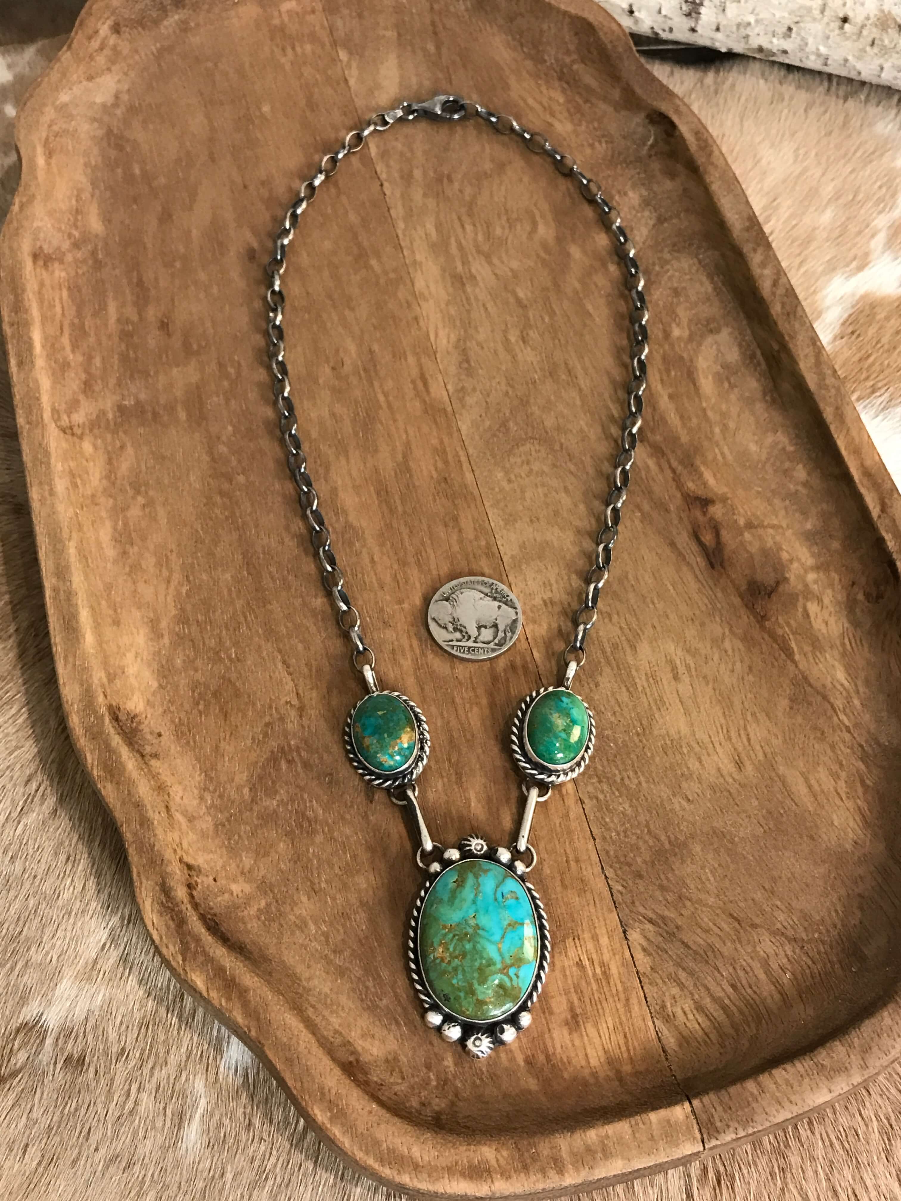 The Bristow Statement Necklace, 6-Necklaces-Calli Co., Turquoise and Silver Jewelry, Native American Handmade, Zuni Tribe, Navajo Tribe, Brock Texas