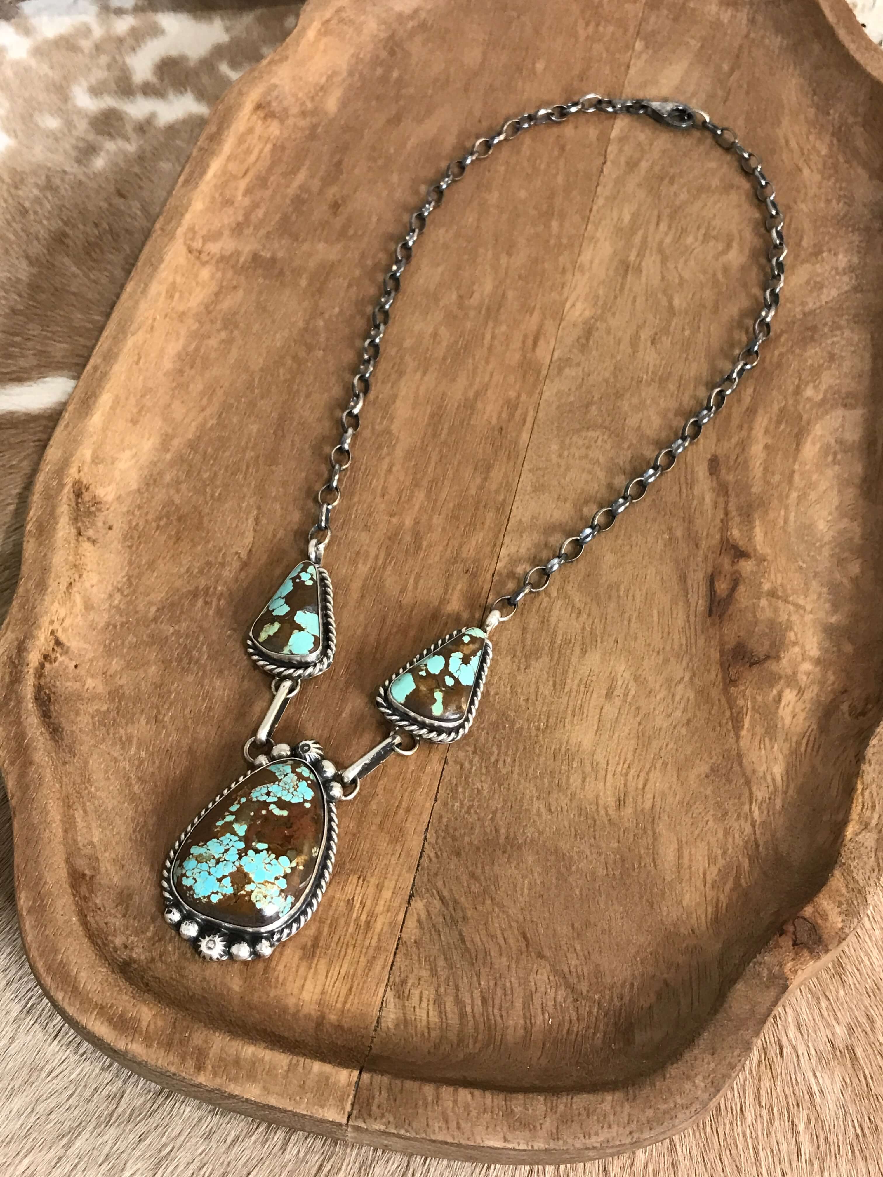 The Bristow Statement Necklace, 7-Necklaces-Calli Co., Turquoise and Silver Jewelry, Native American Handmade, Zuni Tribe, Navajo Tribe, Brock Texas