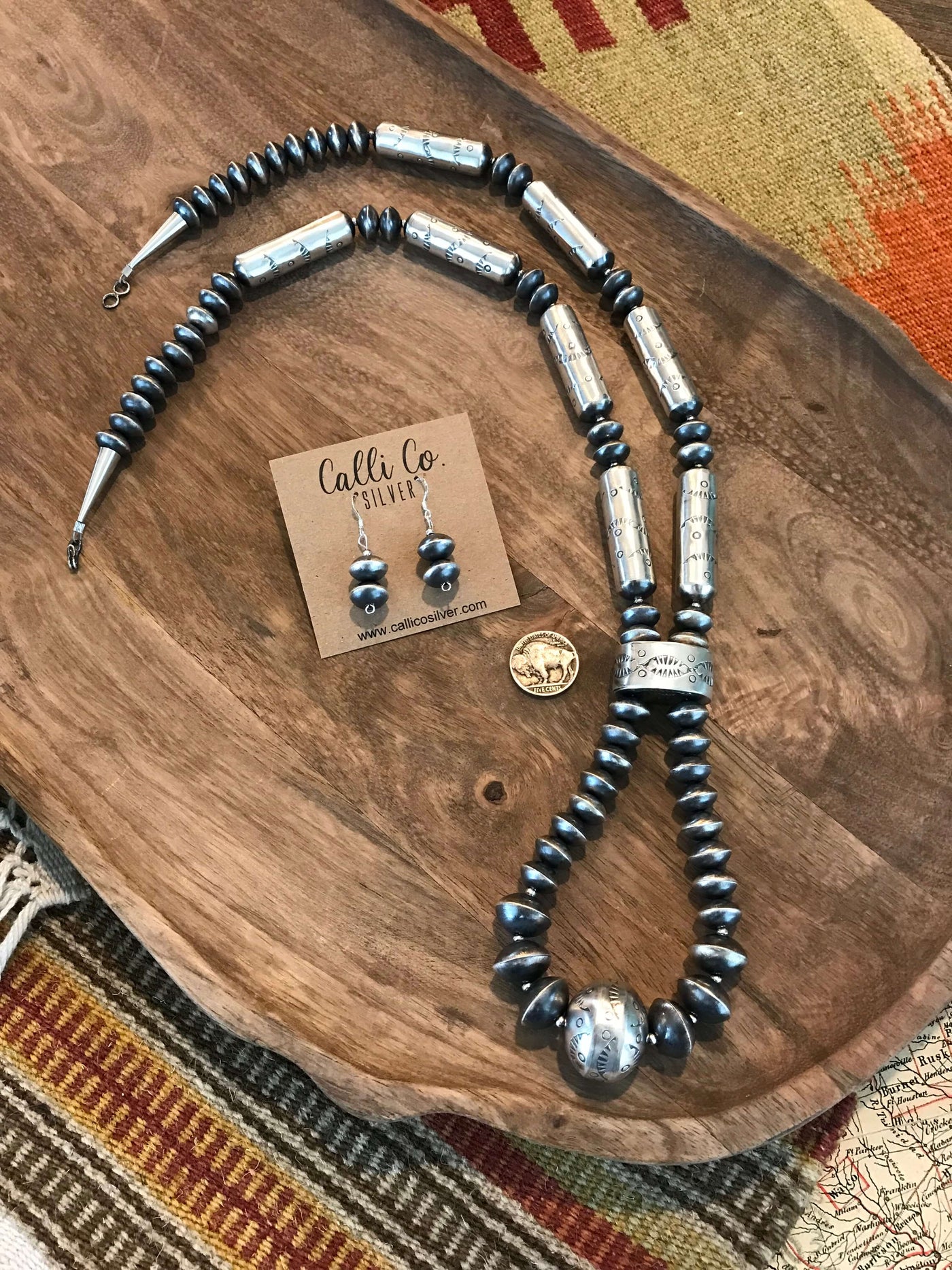 The Gradasi Jacla Necklace Set-Necklaces-Calli Co., Turquoise and Silver Jewelry, Native American Handmade, Zuni Tribe, Navajo Tribe, Brock Texas