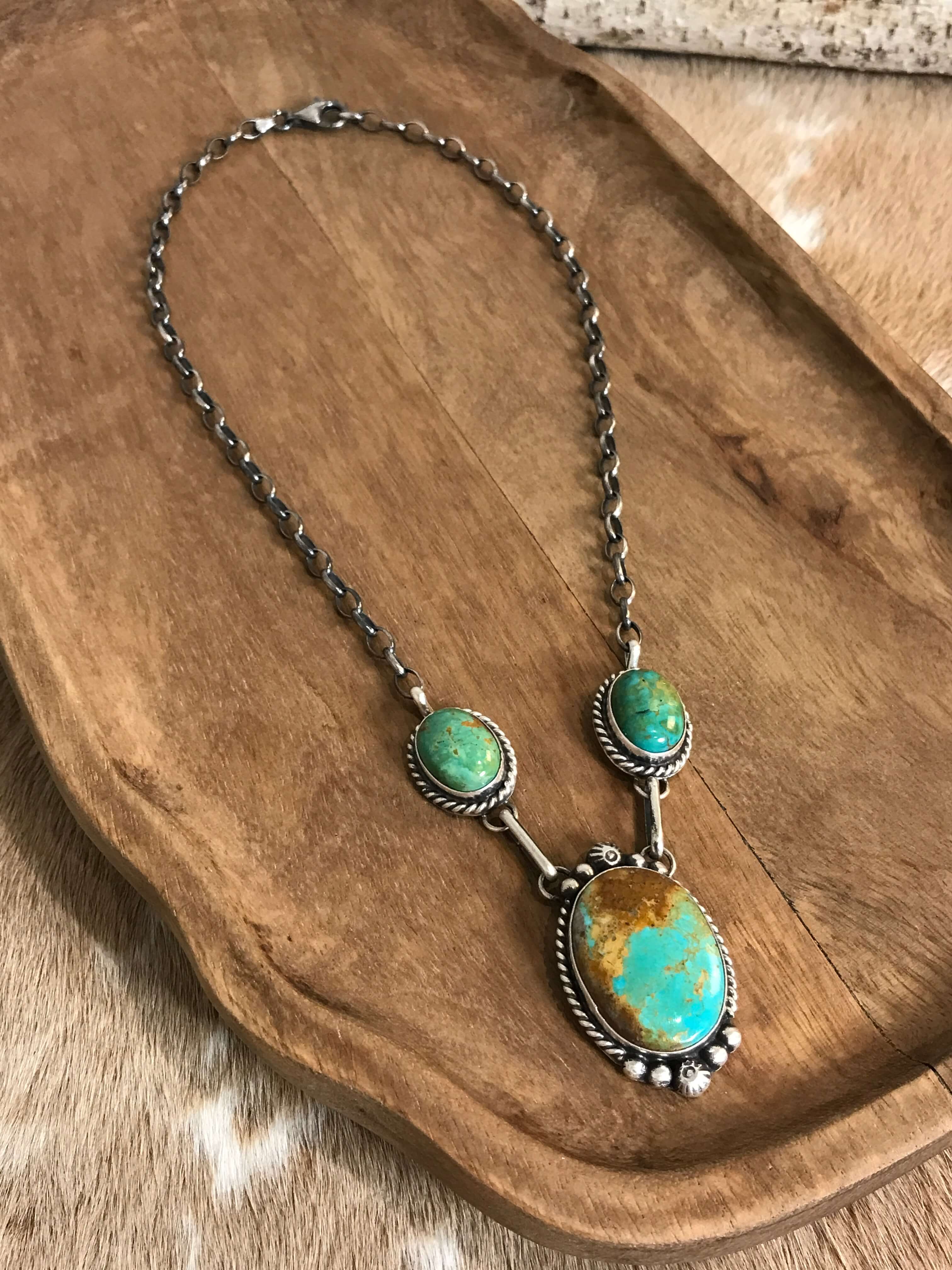 The Bristow Statement Necklace, 8-Necklaces-Calli Co., Turquoise and Silver Jewelry, Native American Handmade, Zuni Tribe, Navajo Tribe, Brock Texas
