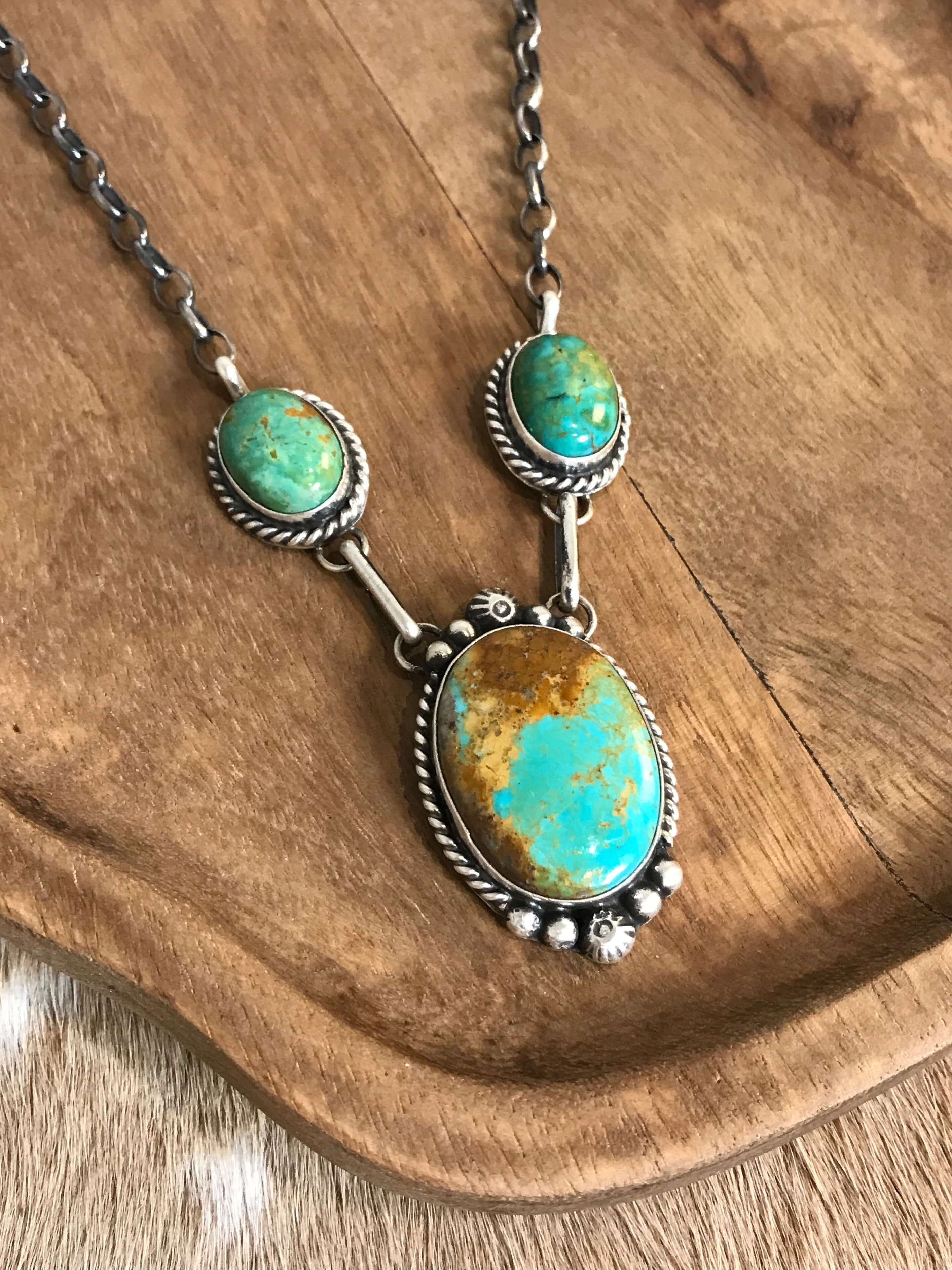The Bristow Statement Necklace, 8-Necklaces-Calli Co., Turquoise and Silver Jewelry, Native American Handmade, Zuni Tribe, Navajo Tribe, Brock Texas