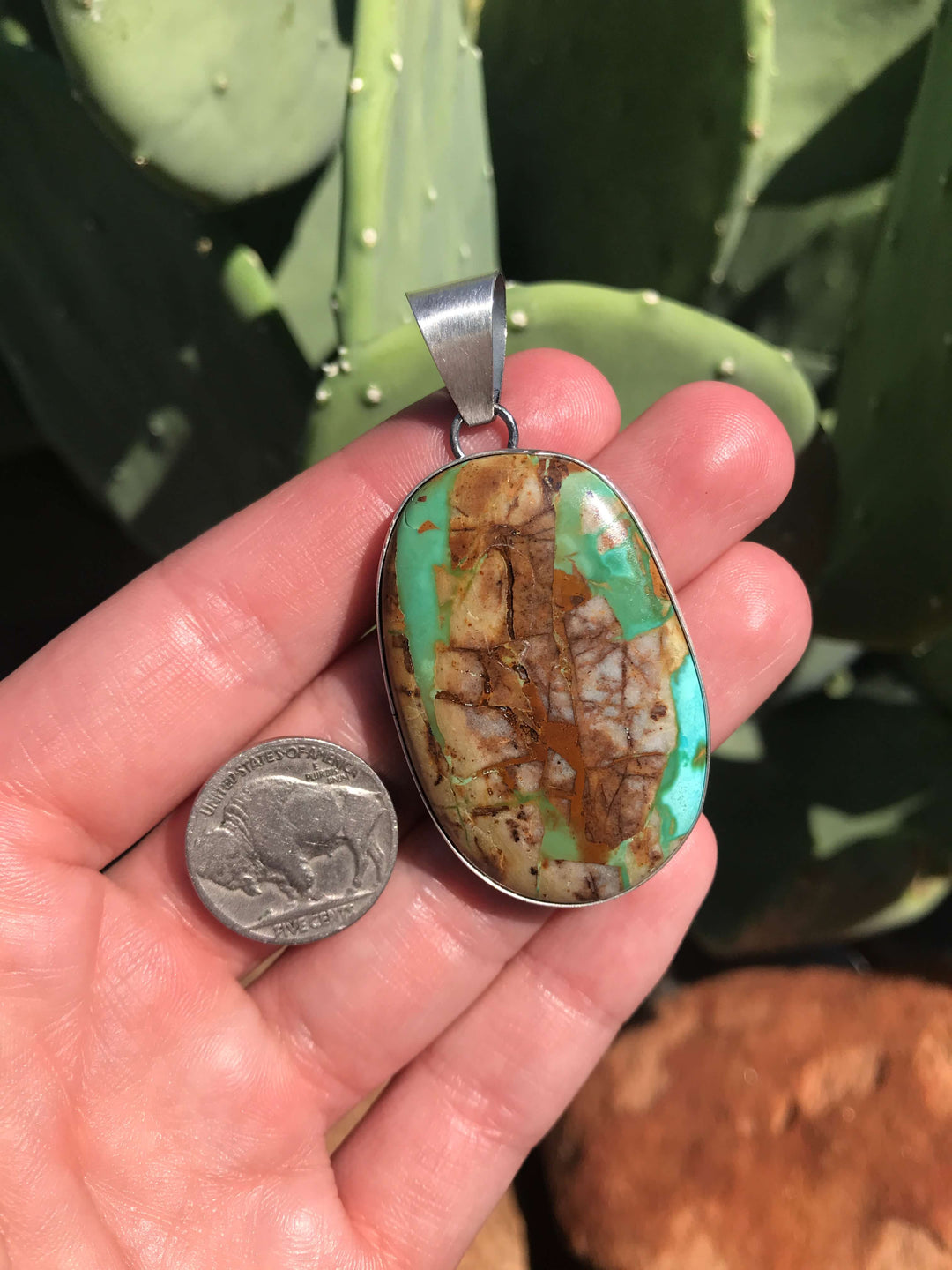 The Wildland Pendant-Pendants-Calli Co., Turquoise and Silver Jewelry, Native American Handmade, Zuni Tribe, Navajo Tribe, Brock Texas