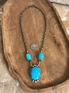 The Bristow Statement Necklace, 10-Necklaces-Calli Co., Turquoise and Silver Jewelry, Native American Handmade, Zuni Tribe, Navajo Tribe, Brock Texas
