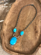The Bristow Statement Necklace, 10-Necklaces-Calli Co., Turquoise and Silver Jewelry, Native American Handmade, Zuni Tribe, Navajo Tribe, Brock Texas