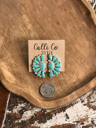 The Woodson Half Cluster Earrings, 2-Earrings-Calli Co., Turquoise and Silver Jewelry, Native American Handmade, Zuni Tribe, Navajo Tribe, Brock Texas