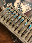The San Miguel 5 Stone Turquoise Cuffs-Bracelets & Cuffs-Calli Co., Turquoise and Silver Jewelry, Native American Handmade, Zuni Tribe, Navajo Tribe, Brock Texas