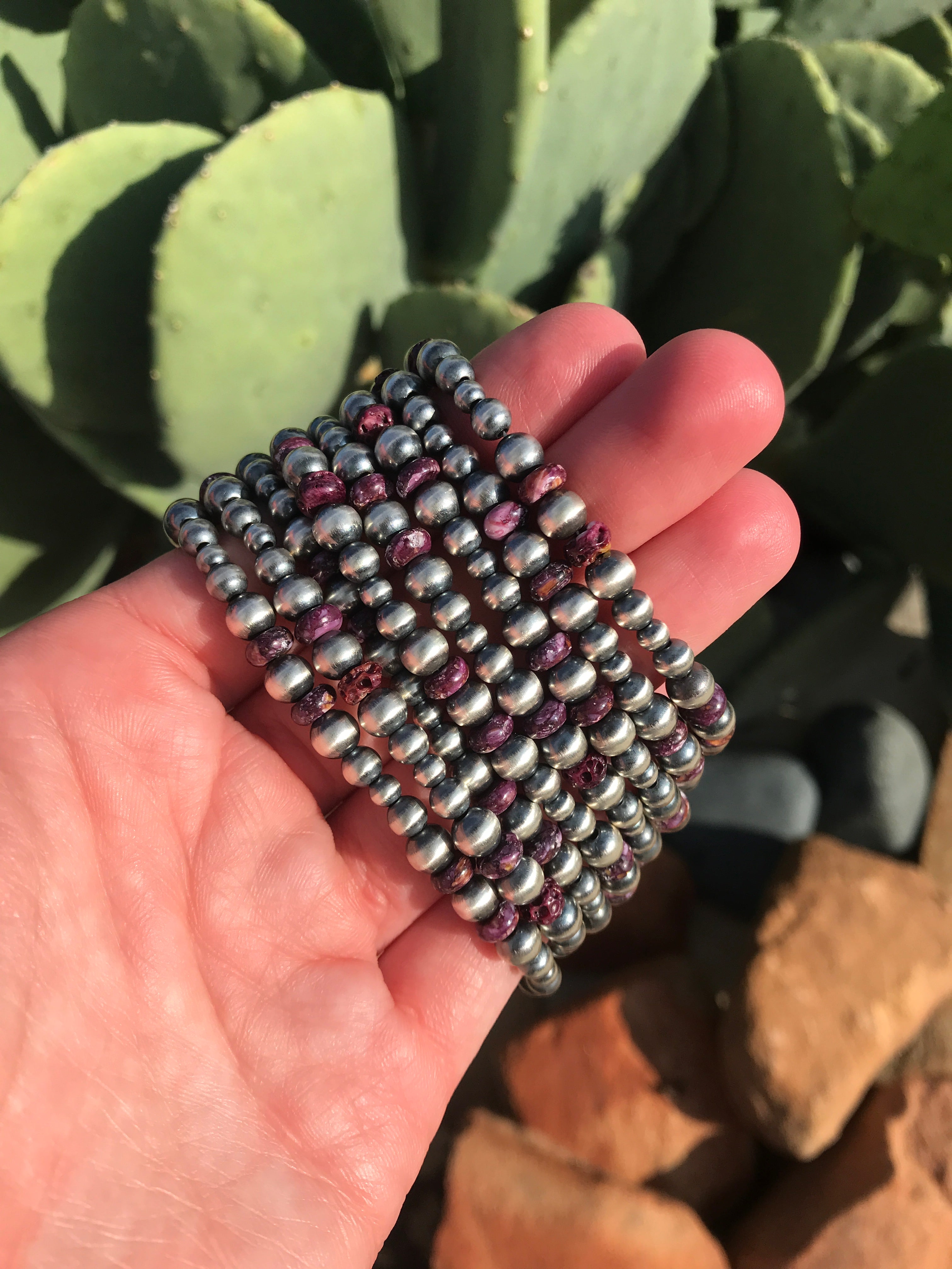 The Stillwater Bracelet in Purple Spiny-Bracelets & Cuffs-Calli Co., Turquoise and Silver Jewelry, Native American Handmade, Zuni Tribe, Navajo Tribe, Brock Texas