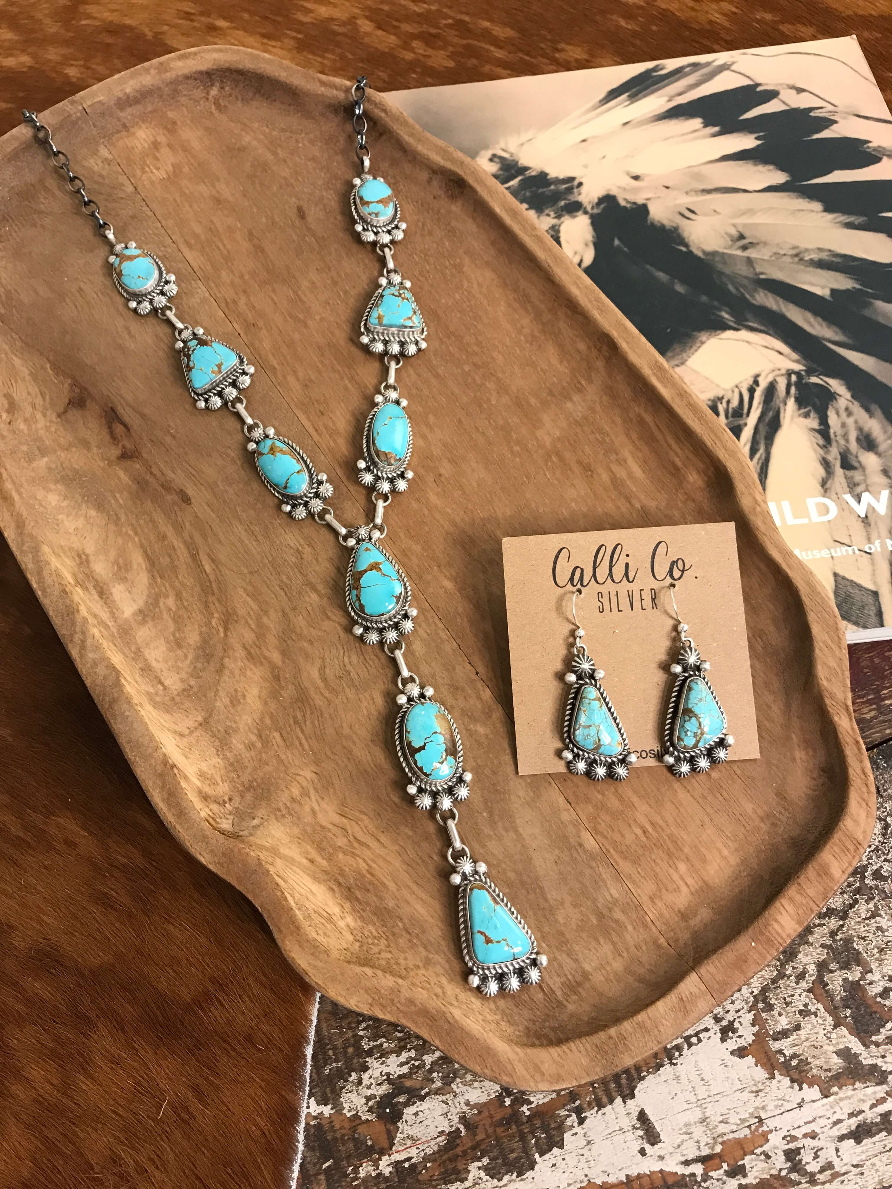 The Andie Turquoise Lariat Necklace Set – Calli Co. Silver