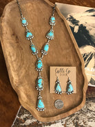 The Andie Turquoise Lariat Necklace Set-Necklaces-Calli Co., Turquoise and Silver Jewelry, Native American Handmade, Zuni Tribe, Navajo Tribe, Brock Texas