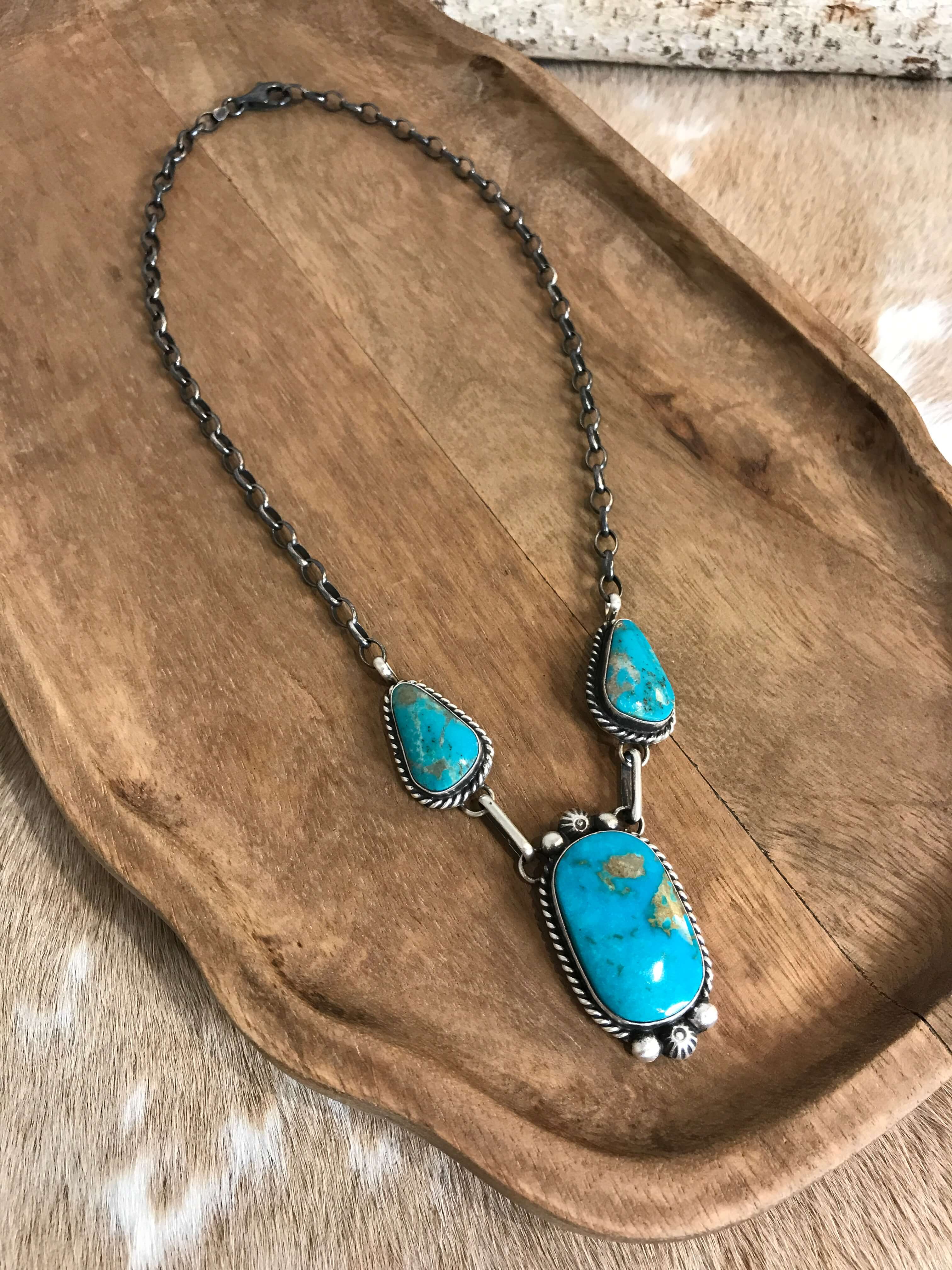 The Bristow Statement Necklace, 15-Necklaces-Calli Co., Turquoise and Silver Jewelry, Native American Handmade, Zuni Tribe, Navajo Tribe, Brock Texas