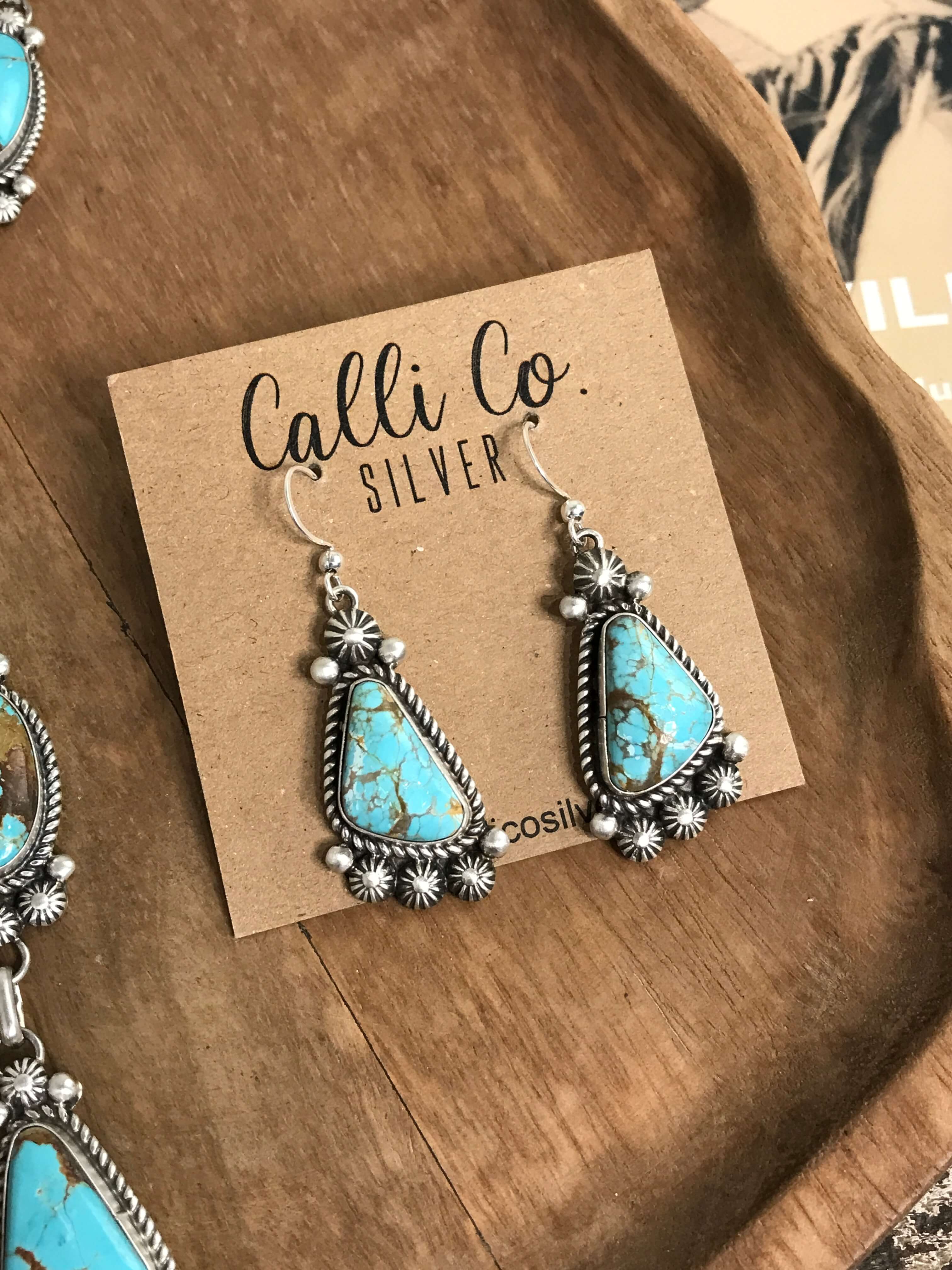 The Andie Turquoise Lariat Necklace Set-Necklaces-Calli Co., Turquoise and Silver Jewelry, Native American Handmade, Zuni Tribe, Navajo Tribe, Brock Texas