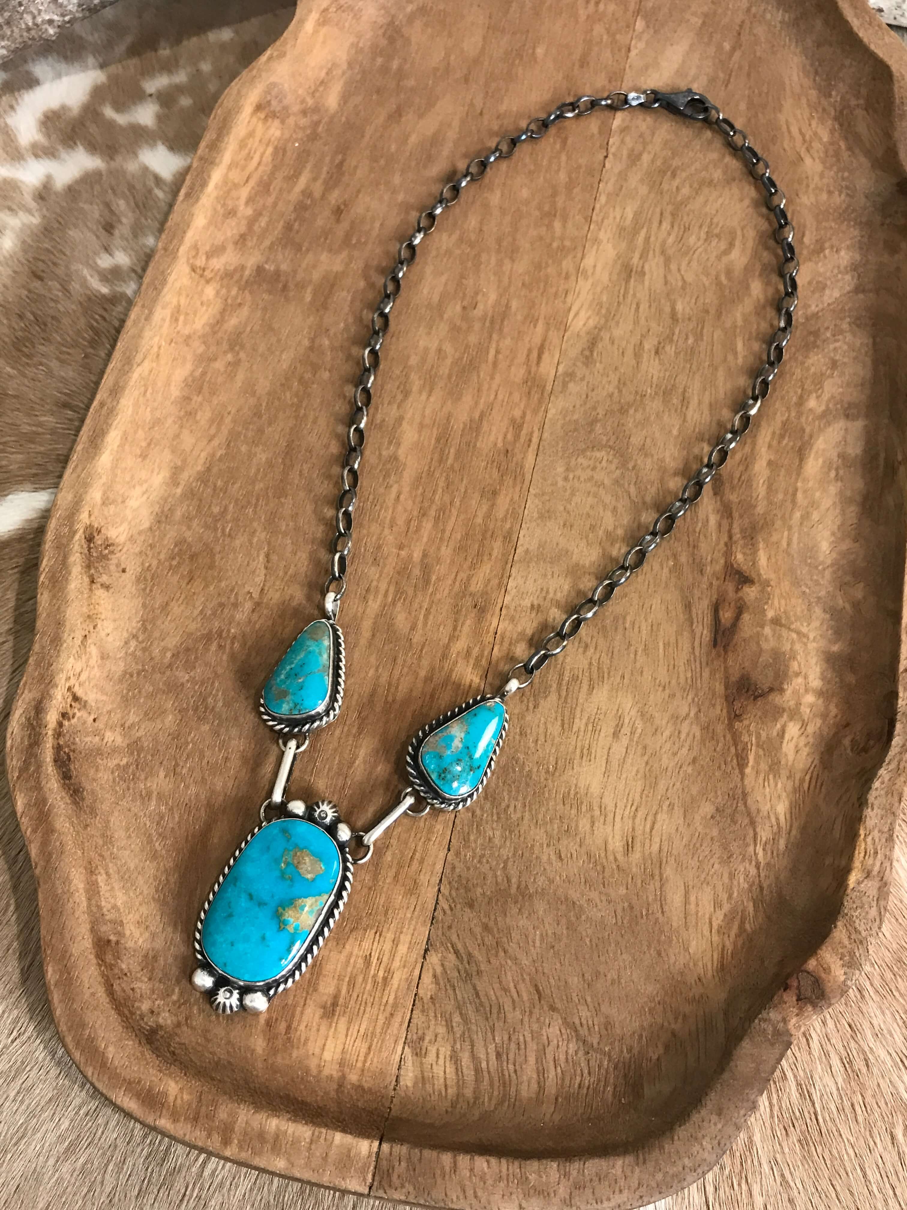The Bristow Statement Necklace, 15-Necklaces-Calli Co., Turquoise and Silver Jewelry, Native American Handmade, Zuni Tribe, Navajo Tribe, Brock Texas