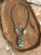 The Bristow Statement Necklace, 16-Necklaces-Calli Co., Turquoise and Silver Jewelry, Native American Handmade, Zuni Tribe, Navajo Tribe, Brock Texas