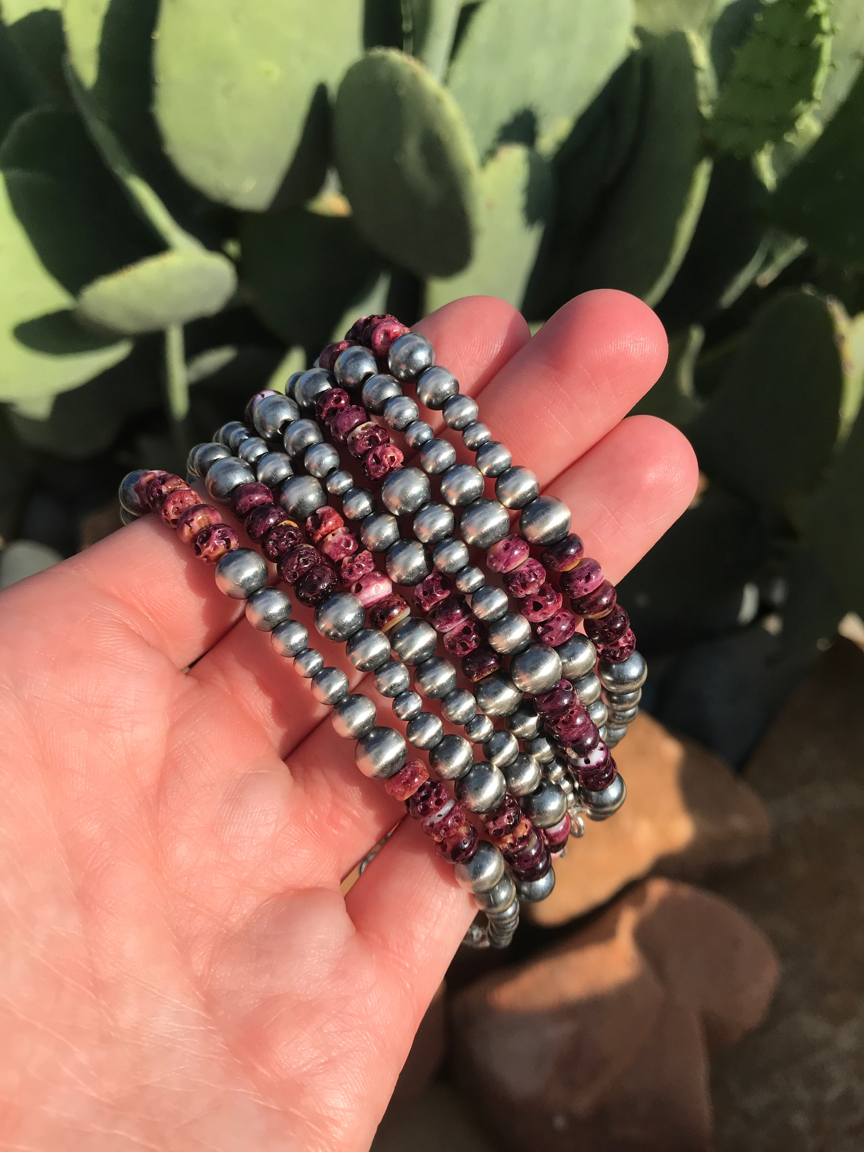 The Manhattan Bracelet, Purple Spiny-Bracelets & Cuffs-Calli Co., Turquoise and Silver Jewelry, Native American Handmade, Zuni Tribe, Navajo Tribe, Brock Texas