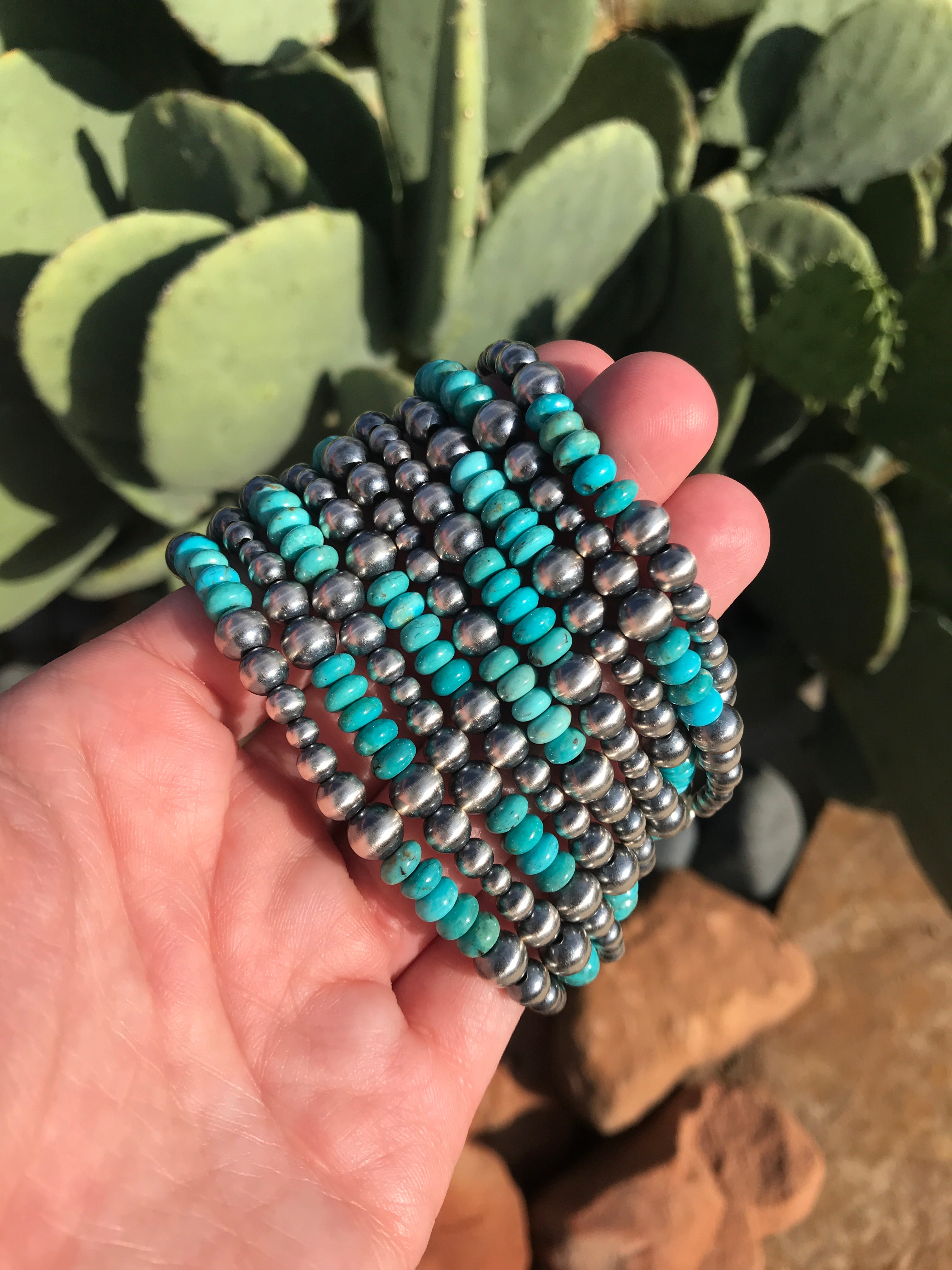 The Manhattan Bracelet in Turquoise-Bracelets & Cuffs-Calli Co., Turquoise and Silver Jewelry, Native American Handmade, Zuni Tribe, Navajo Tribe, Brock Texas