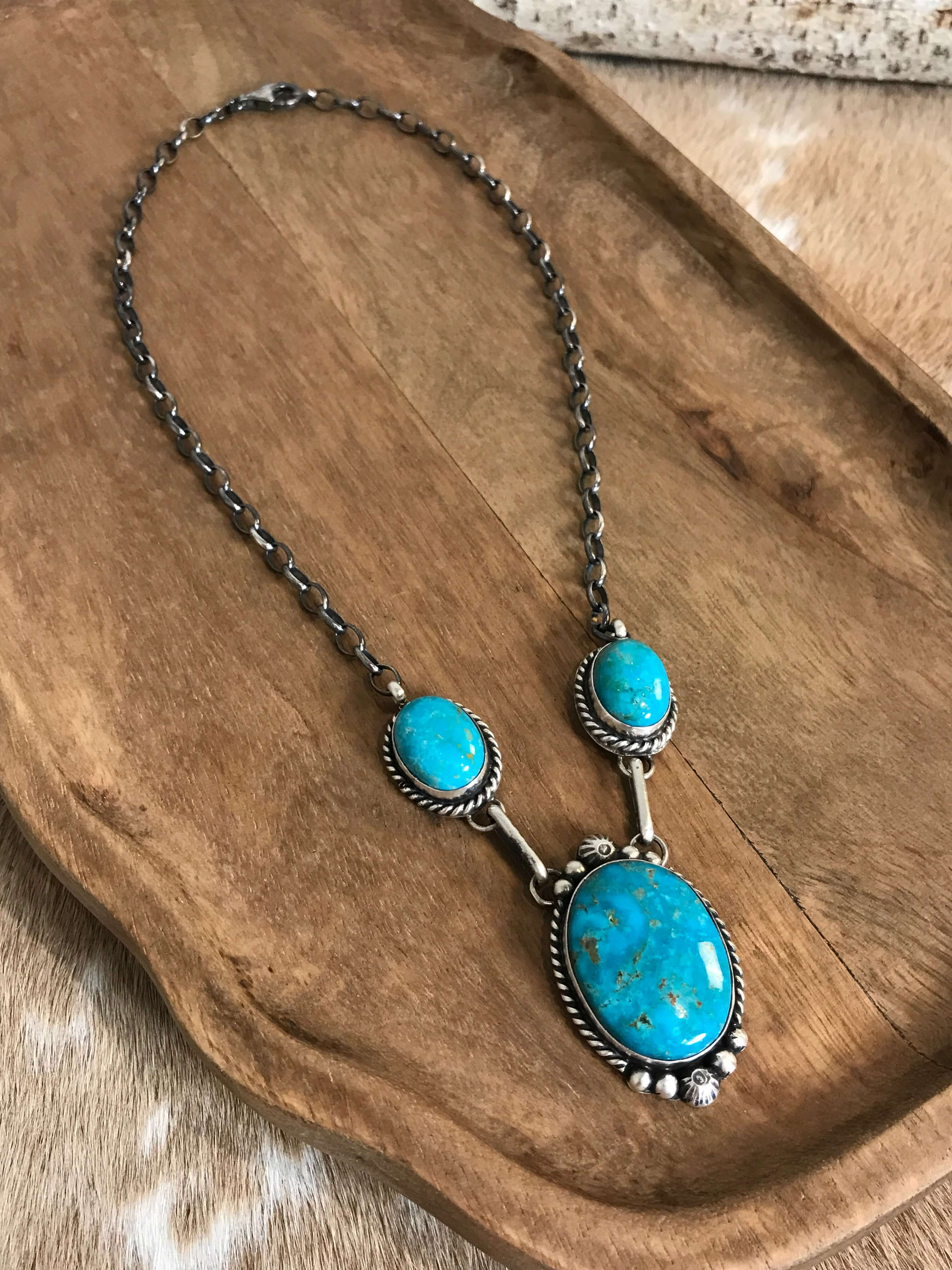 The Bristow Statement Necklace, 19-Necklaces-Calli Co., Turquoise and Silver Jewelry, Native American Handmade, Zuni Tribe, Navajo Tribe, Brock Texas