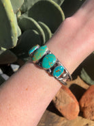 The 5 Stone Turquoise Cuff, 3-Bracelets & Cuffs-Calli Co., Turquoise and Silver Jewelry, Native American Handmade, Zuni Tribe, Navajo Tribe, Brock Texas