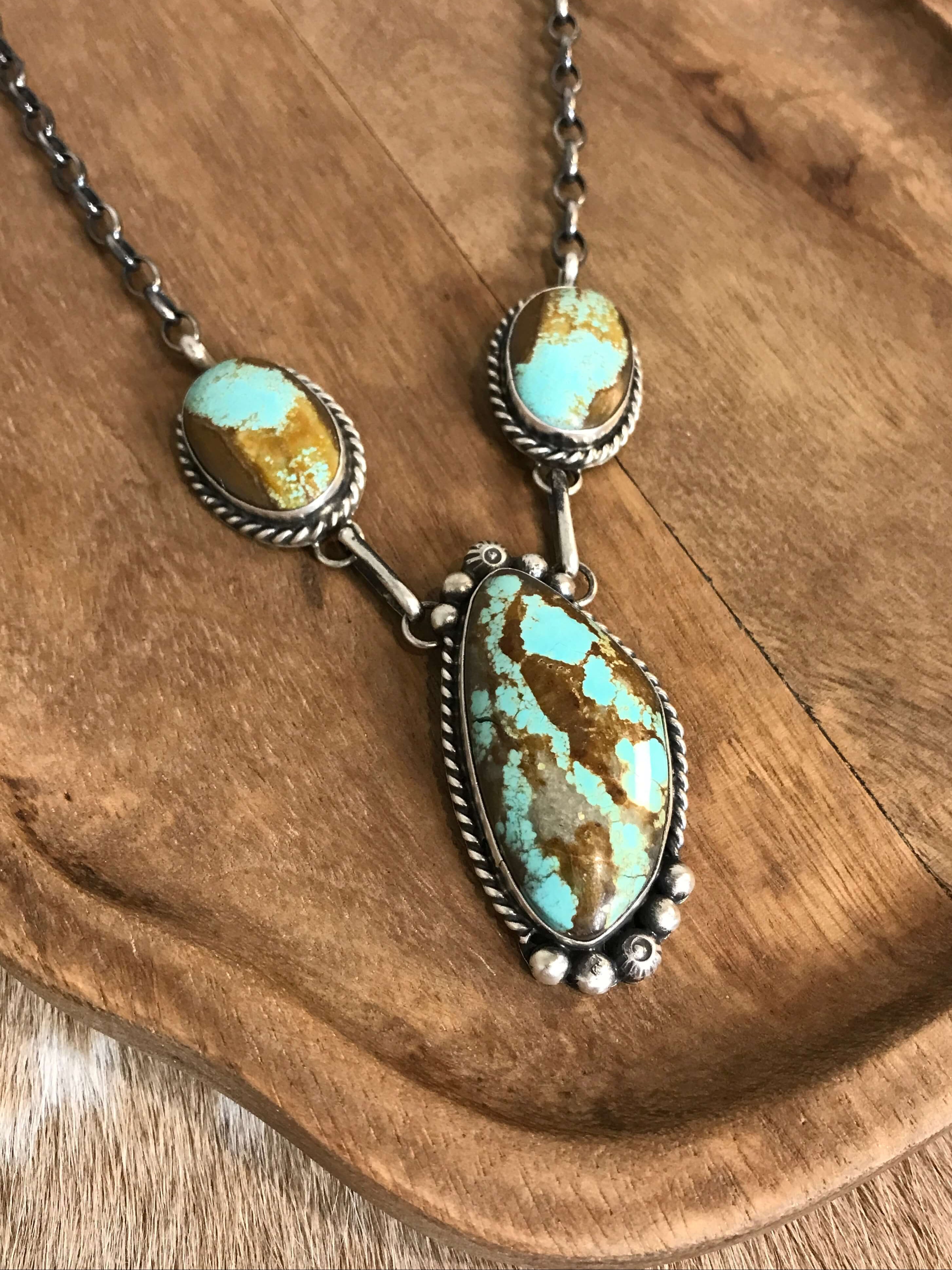 The Bristow Statement Necklace, 20-Necklaces-Calli Co., Turquoise and Silver Jewelry, Native American Handmade, Zuni Tribe, Navajo Tribe, Brock Texas
