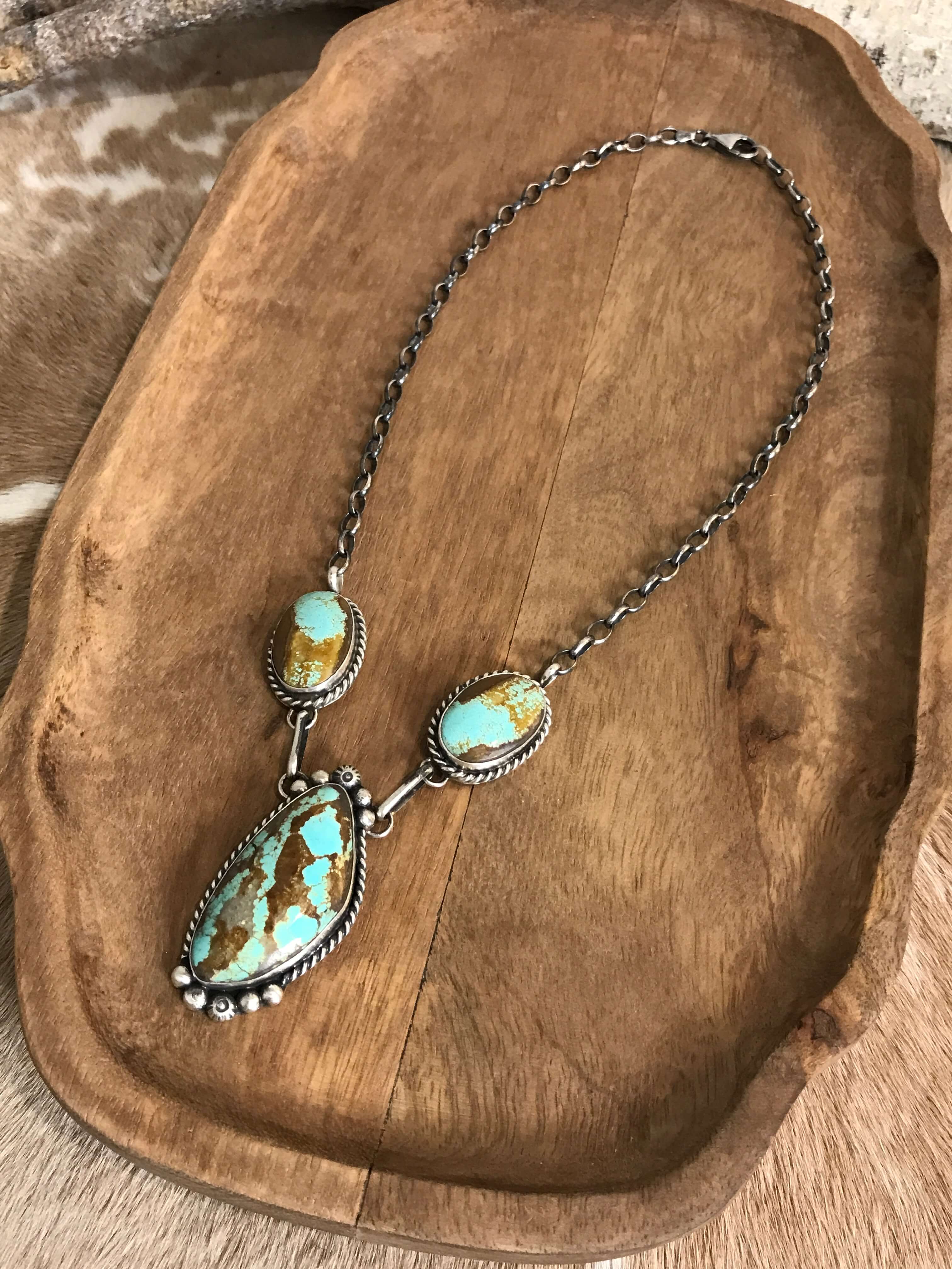 The Bristow Statement Necklace, 20-Necklaces-Calli Co., Turquoise and Silver Jewelry, Native American Handmade, Zuni Tribe, Navajo Tribe, Brock Texas
