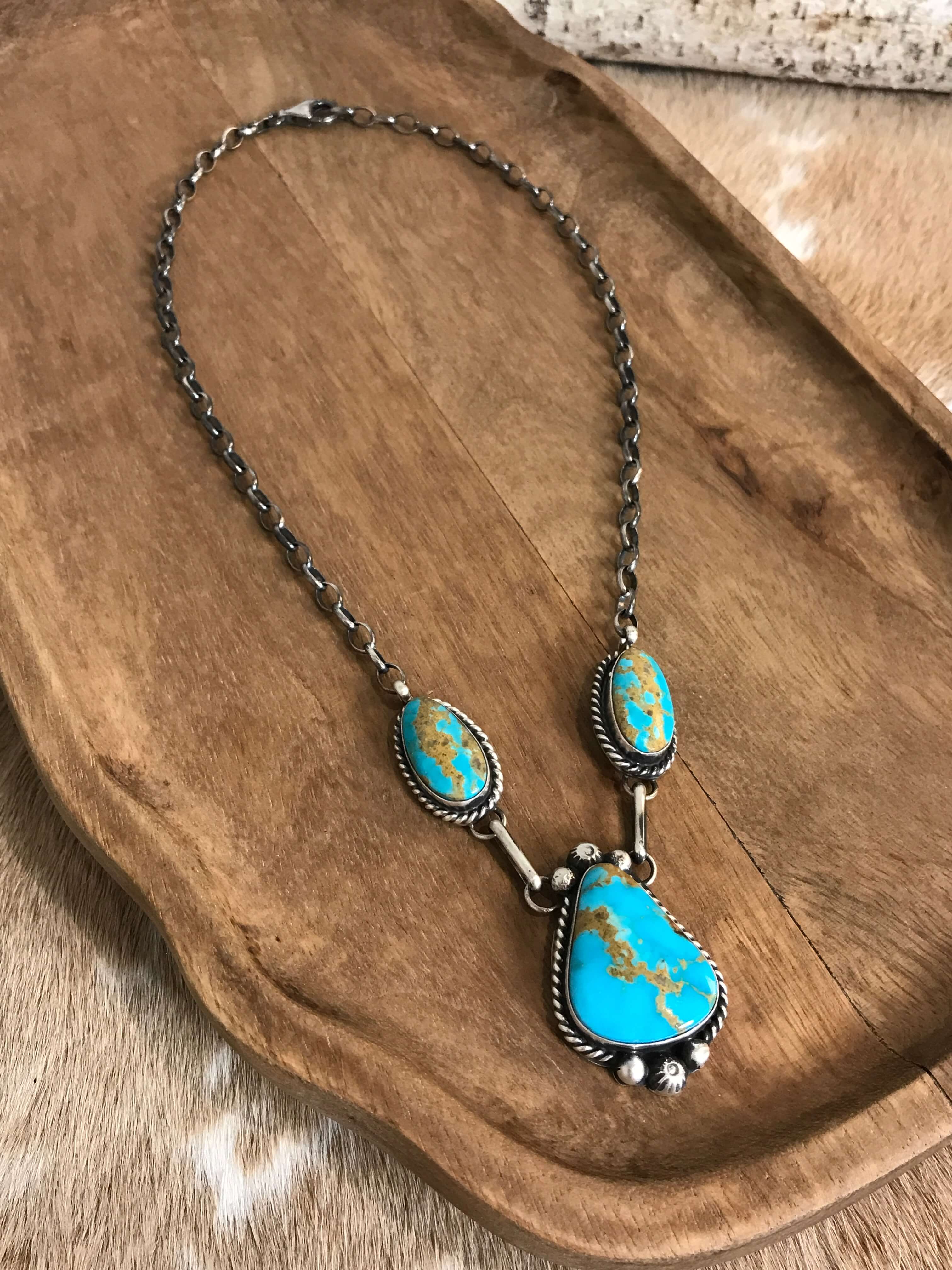 The Bristow Statement Necklace, 21-Necklaces-Calli Co., Turquoise and Silver Jewelry, Native American Handmade, Zuni Tribe, Navajo Tribe, Brock Texas