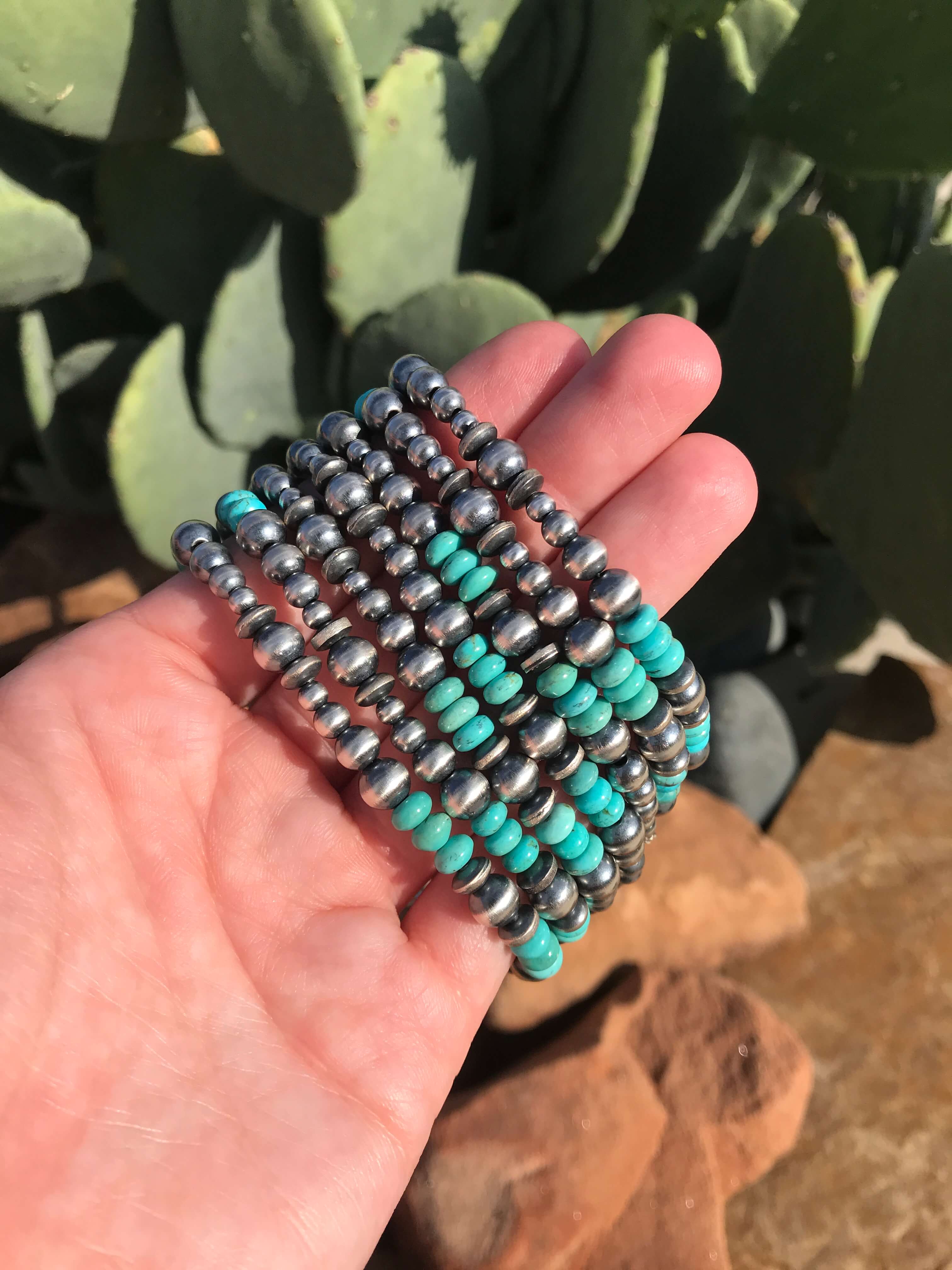 The Telluride Bracelet in Turquoise-Bracelets & Cuffs-Calli Co., Turquoise and Silver Jewelry, Native American Handmade, Zuni Tribe, Navajo Tribe, Brock Texas