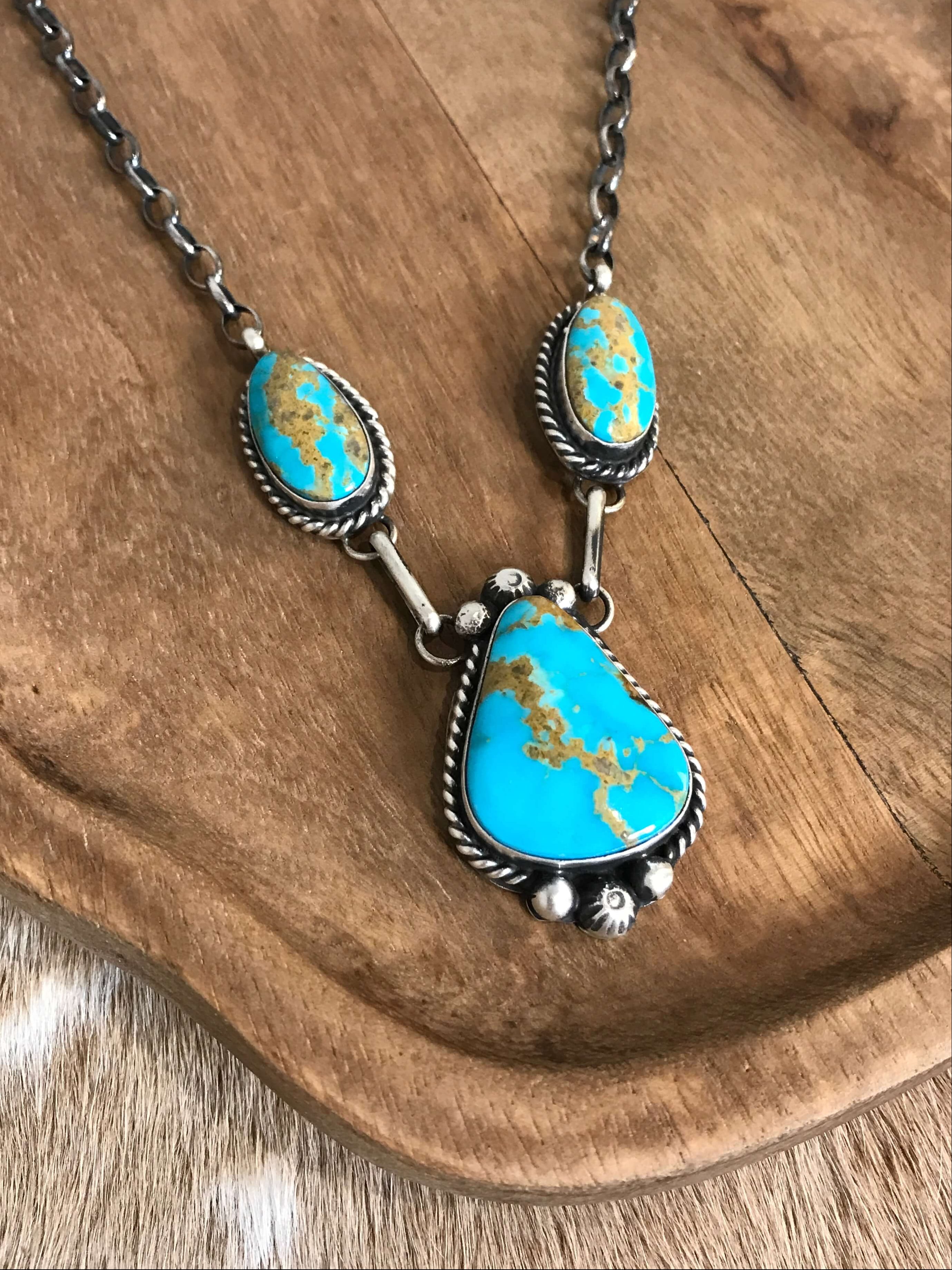 The Bristow Statement Necklace, 21-Necklaces-Calli Co., Turquoise and Silver Jewelry, Native American Handmade, Zuni Tribe, Navajo Tribe, Brock Texas