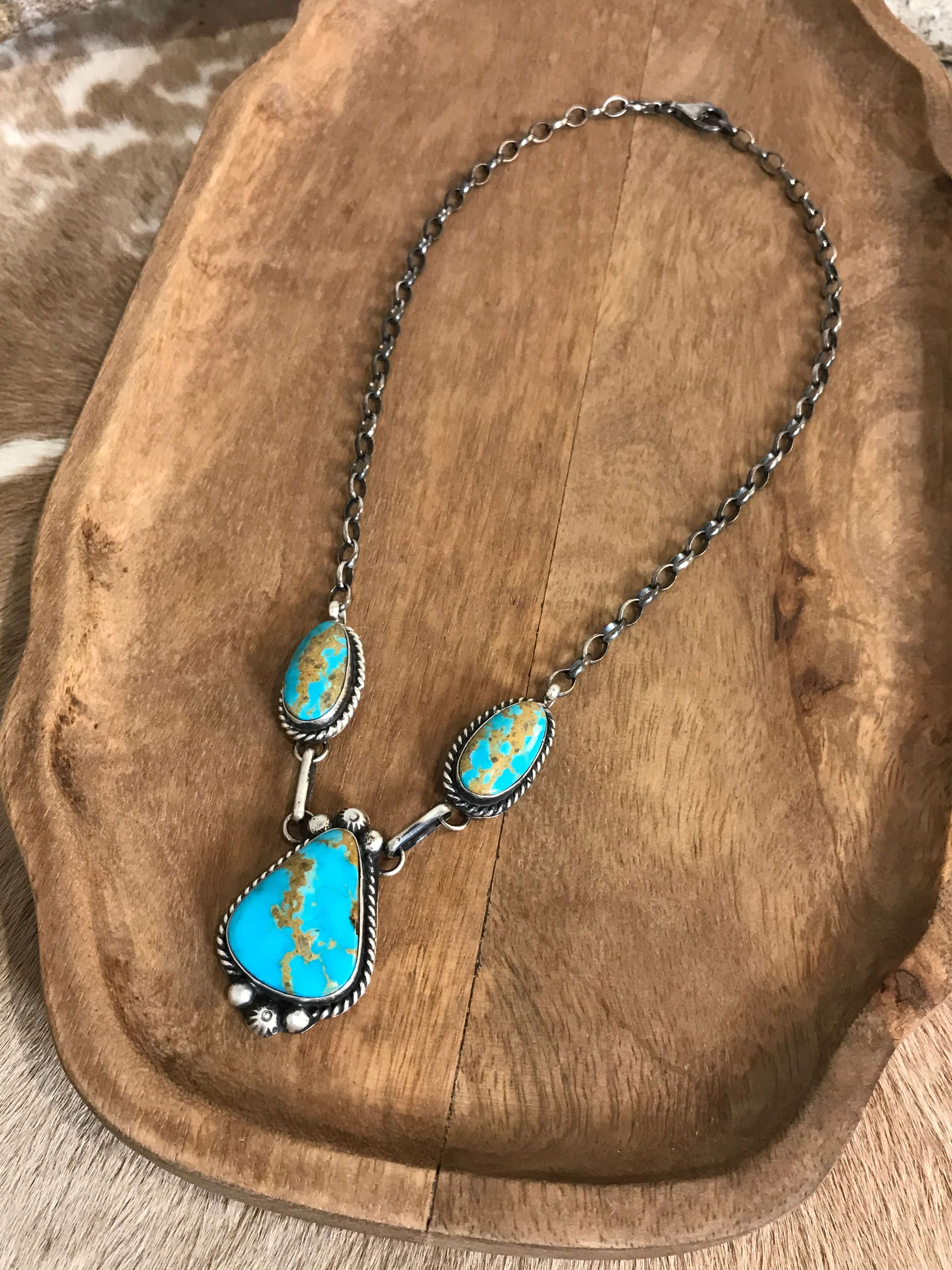 The Bristow Statement Necklace, 21-Necklaces-Calli Co., Turquoise and Silver Jewelry, Native American Handmade, Zuni Tribe, Navajo Tribe, Brock Texas