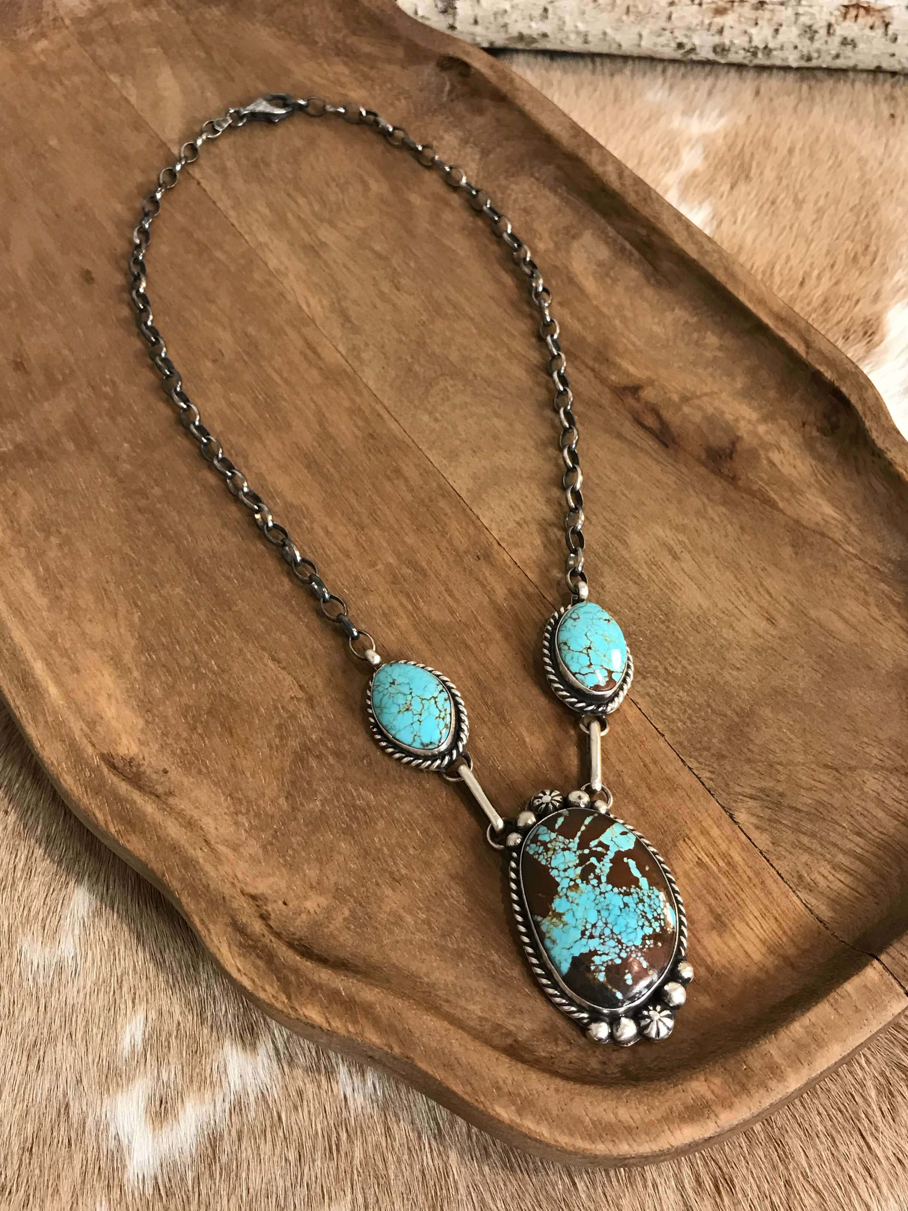 The Bristow Statement Necklace, 22-Necklaces-Calli Co., Turquoise and Silver Jewelry, Native American Handmade, Zuni Tribe, Navajo Tribe, Brock Texas