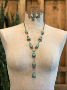 The Andie Turquoise Lariat Necklace Set-Necklaces-Calli Co., Turquoise and Silver Jewelry, Native American Handmade, Zuni Tribe, Navajo Tribe, Brock Texas