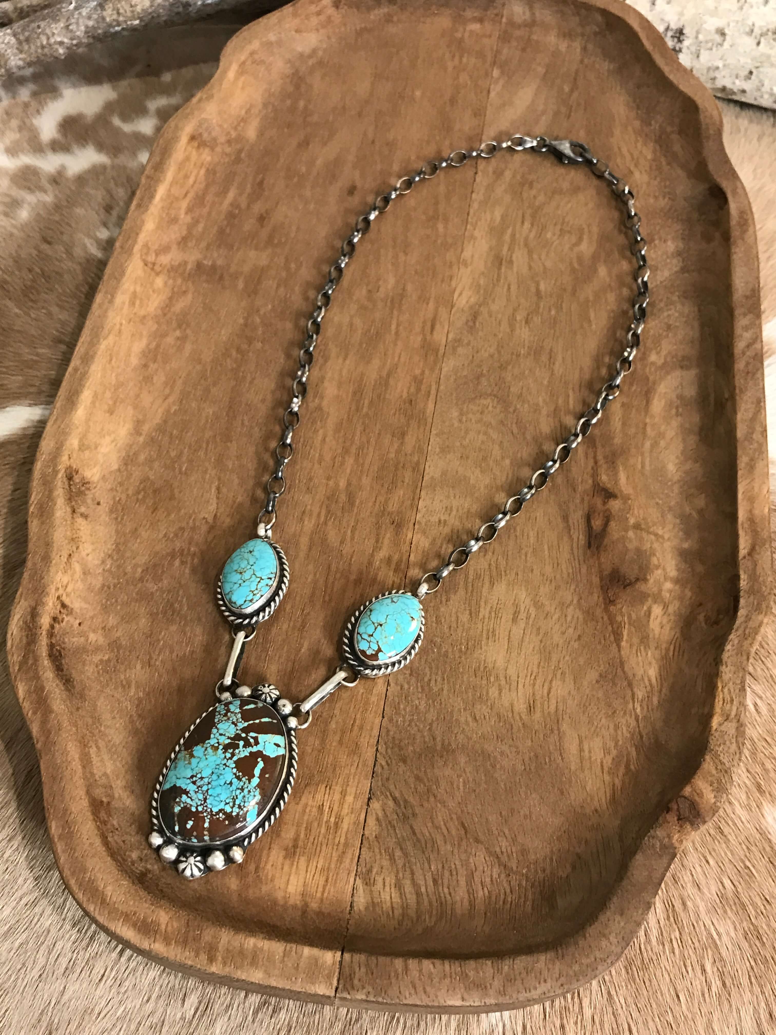 The Bristow Statement Necklace, 22-Necklaces-Calli Co., Turquoise and Silver Jewelry, Native American Handmade, Zuni Tribe, Navajo Tribe, Brock Texas