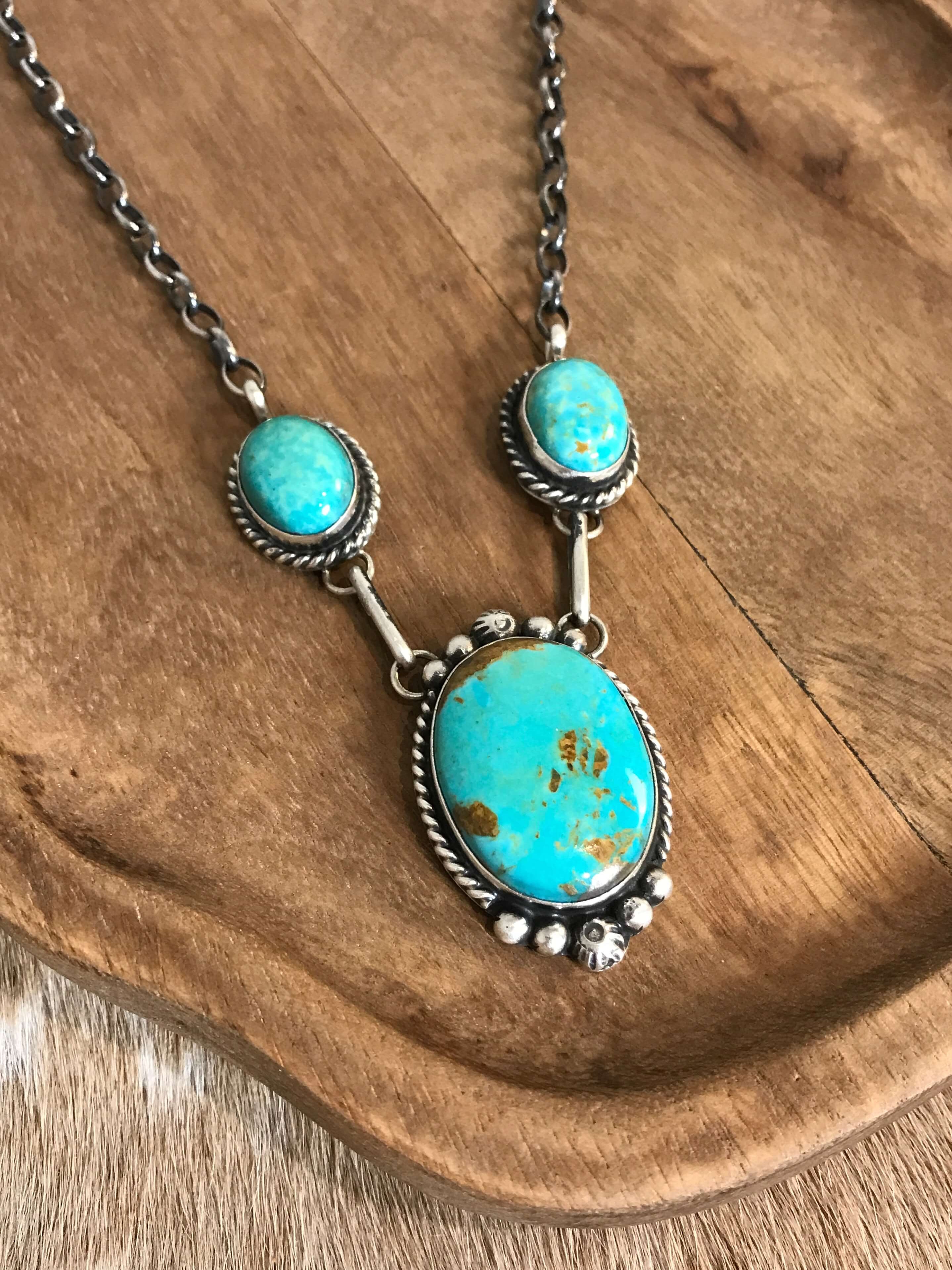The Bristow Statement Necklace, 23-Necklaces-Calli Co., Turquoise and Silver Jewelry, Native American Handmade, Zuni Tribe, Navajo Tribe, Brock Texas