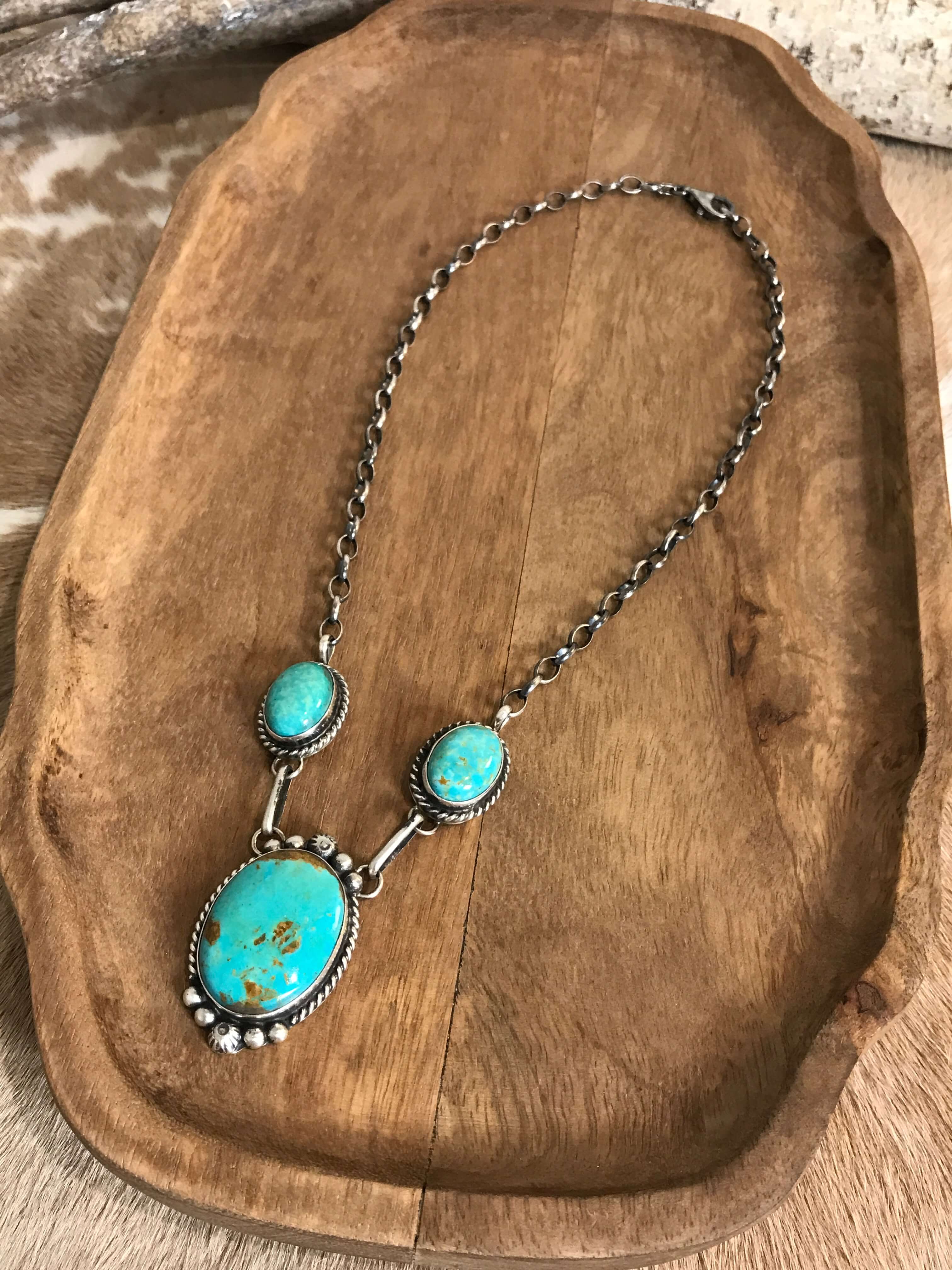 The Bristow Statement Necklace, 23-Necklaces-Calli Co., Turquoise and Silver Jewelry, Native American Handmade, Zuni Tribe, Navajo Tribe, Brock Texas