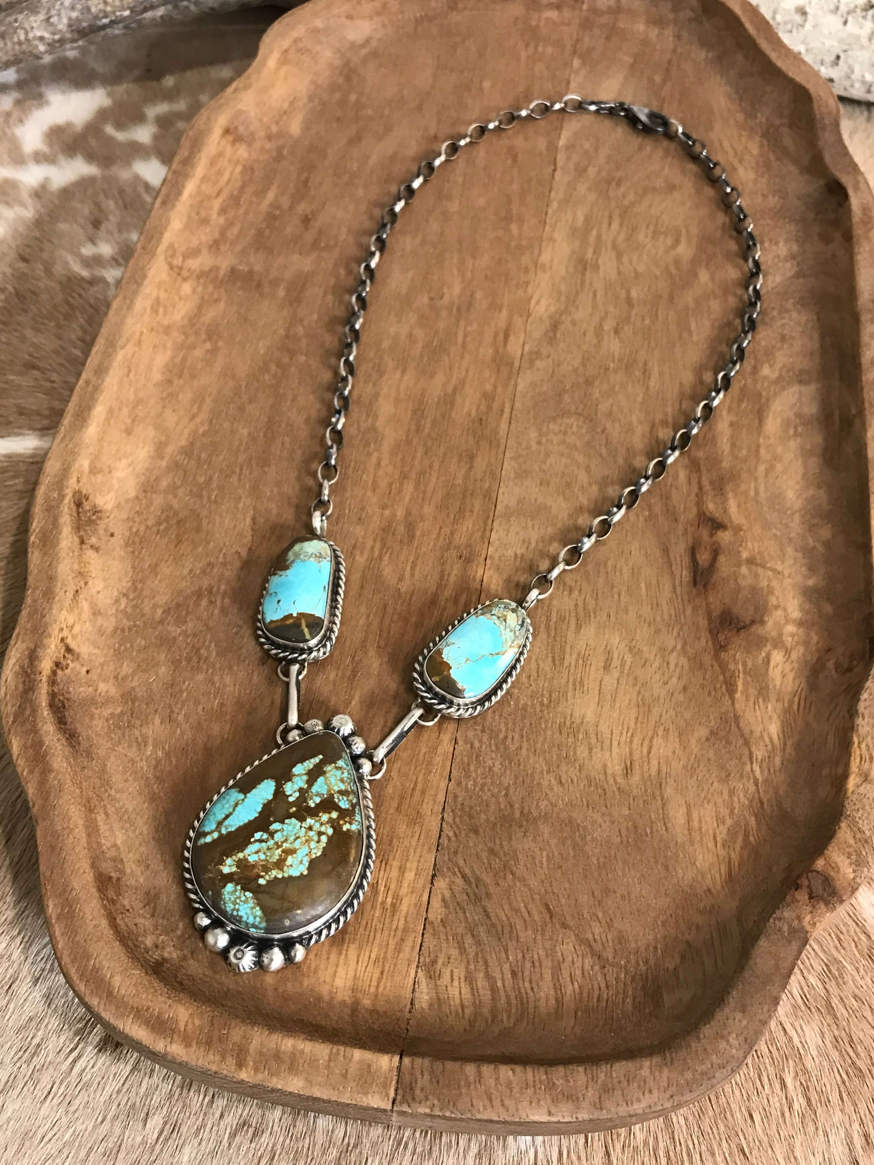 The Bristow Statement Necklace, 24-Necklaces-Calli Co., Turquoise and Silver Jewelry, Native American Handmade, Zuni Tribe, Navajo Tribe, Brock Texas