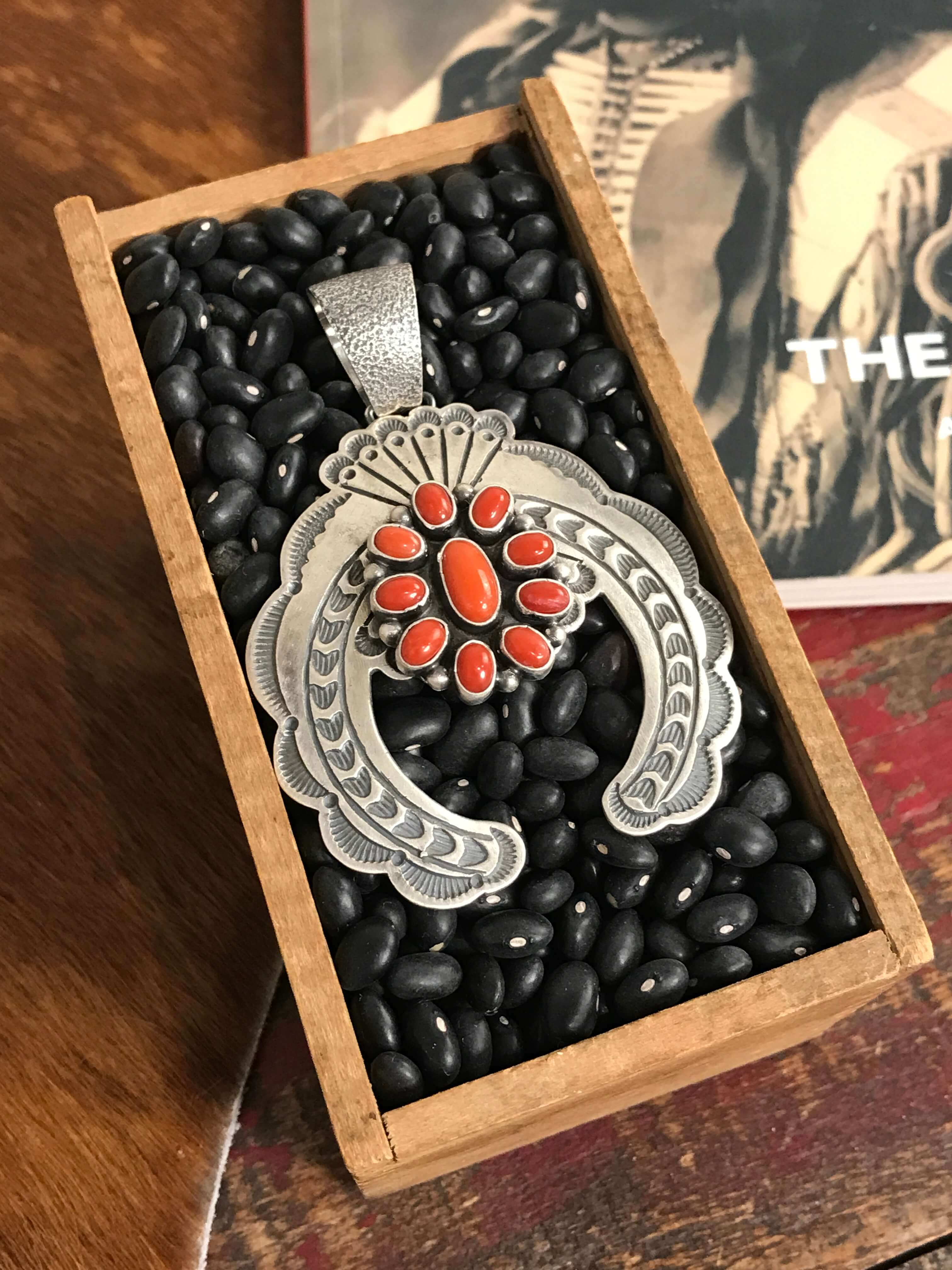 Navajo Handmade Red Spiny Naja Pendant | Calli Co Silver | Fort