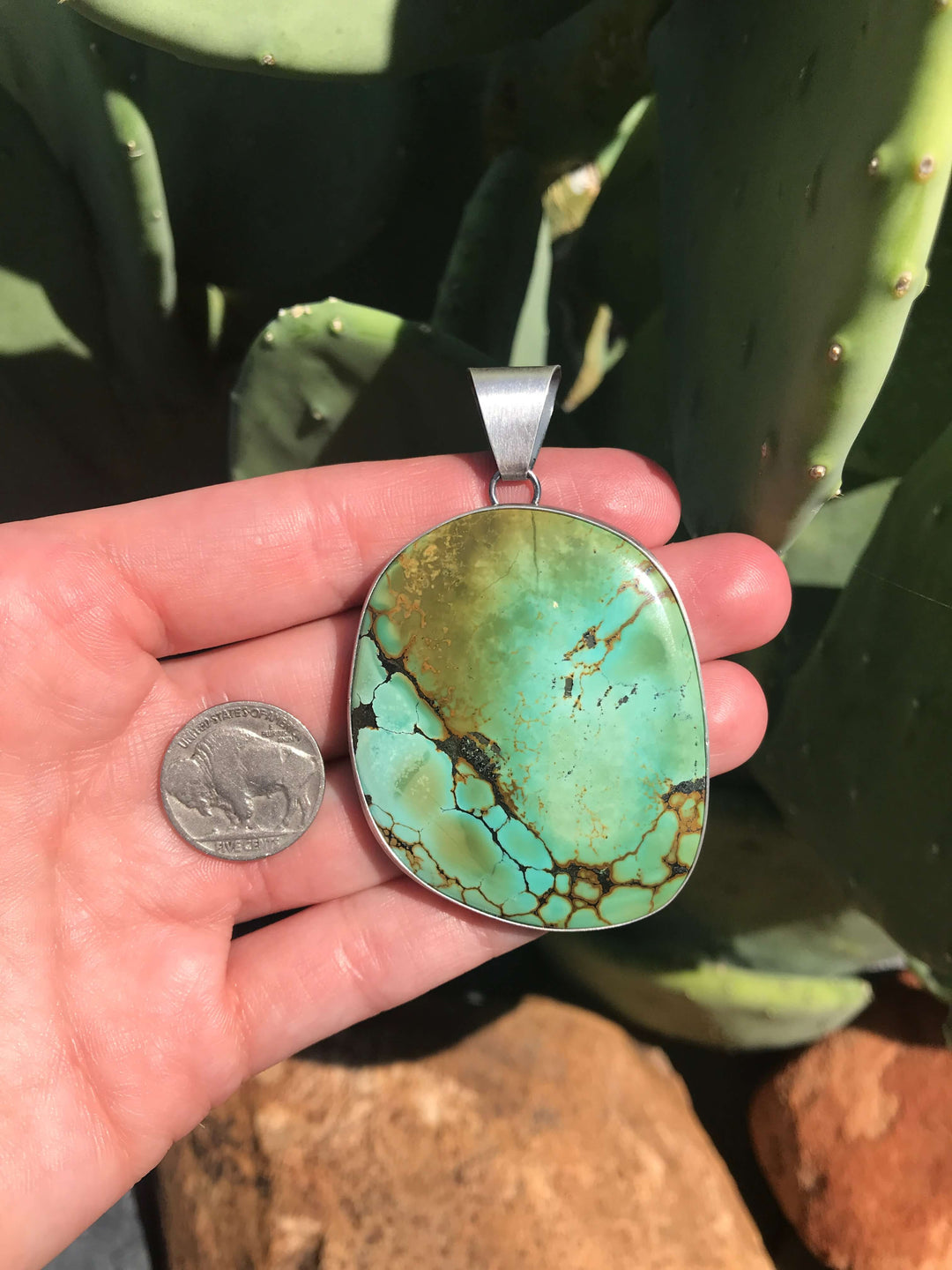The Echo Bluff Pendant-Pendants-Calli Co., Turquoise and Silver Jewelry, Native American Handmade, Zuni Tribe, Navajo Tribe, Brock Texas