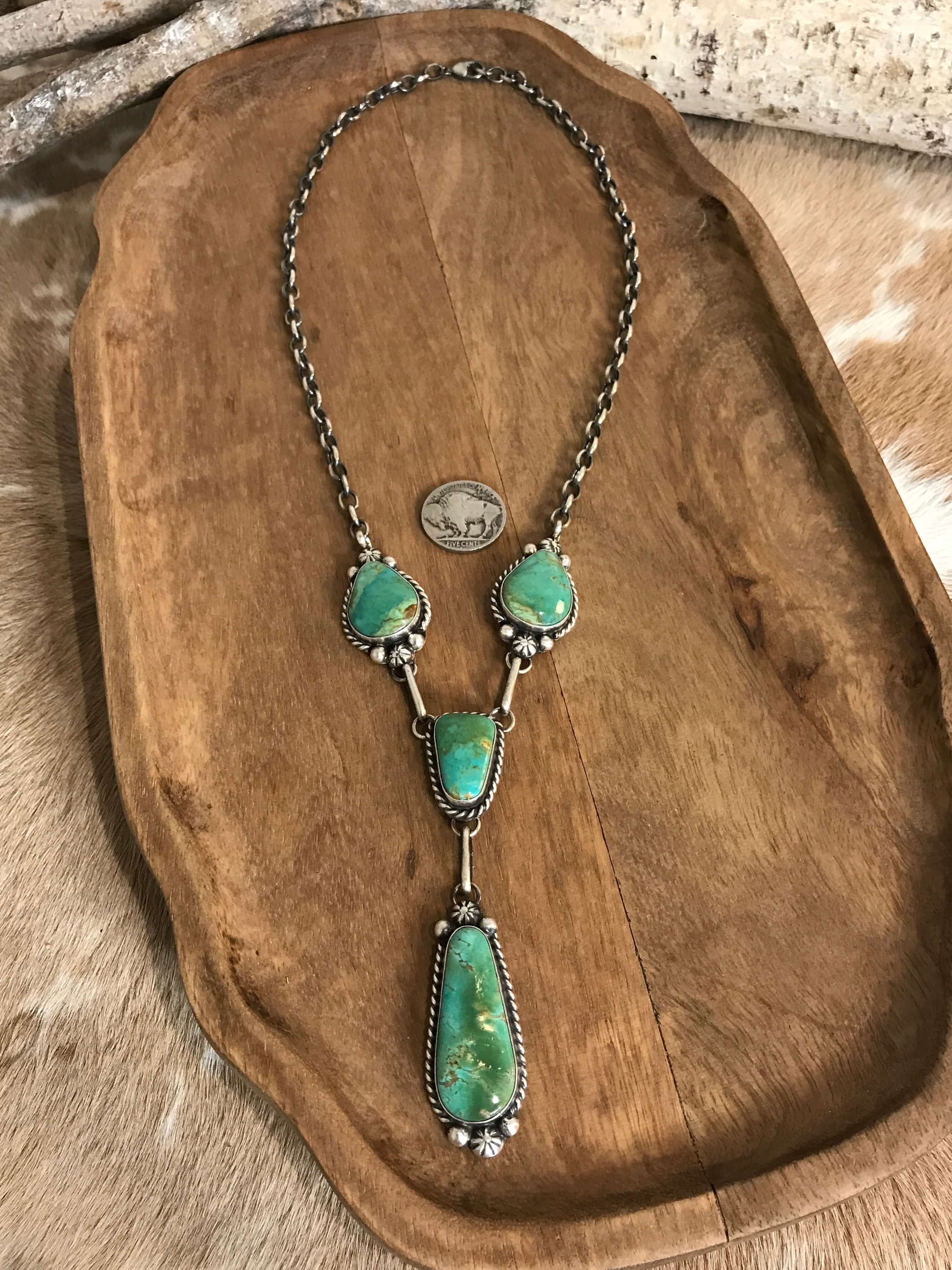 The Copeland Lariat Necklace Set, 23-Necklaces-Calli Co., Turquoise and Silver Jewelry, Native American Handmade, Zuni Tribe, Navajo Tribe, Brock Texas