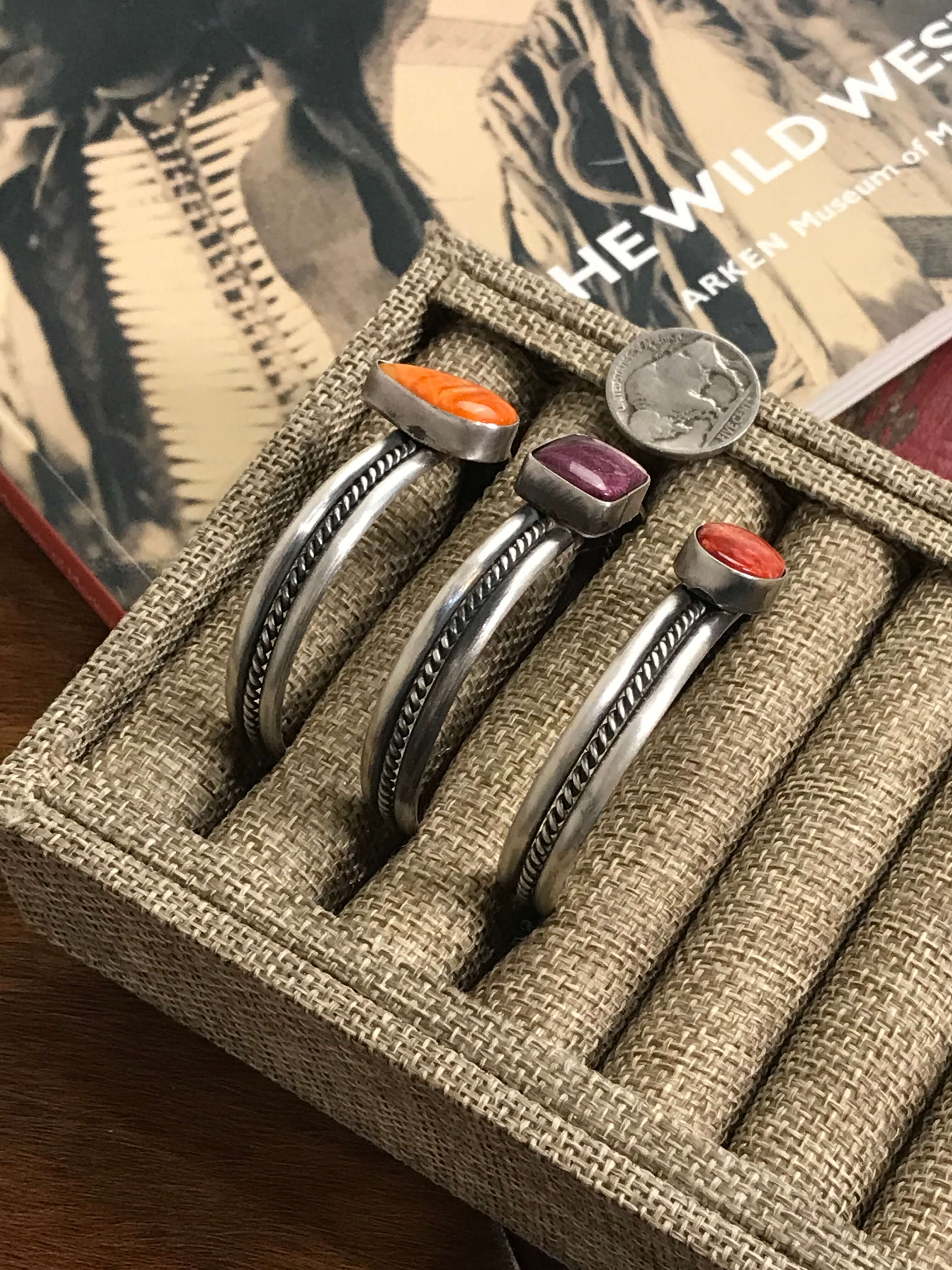 The Poppy Spiny Cuffs-Bracelets & Cuffs-Calli Co., Turquoise and Silver Jewelry, Native American Handmade, Zuni Tribe, Navajo Tribe, Brock Texas